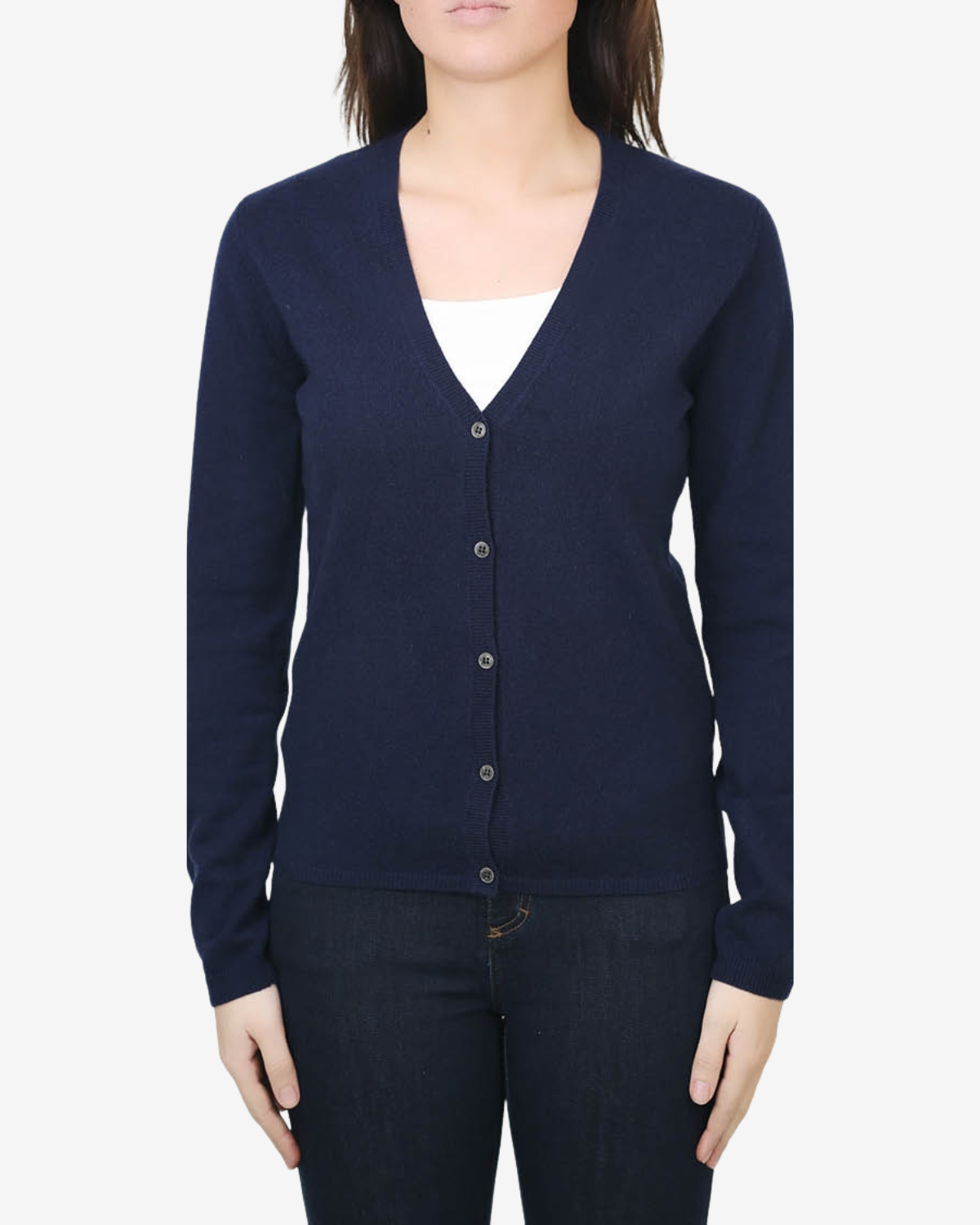 V-cardigan 1/1 Donkerblauw