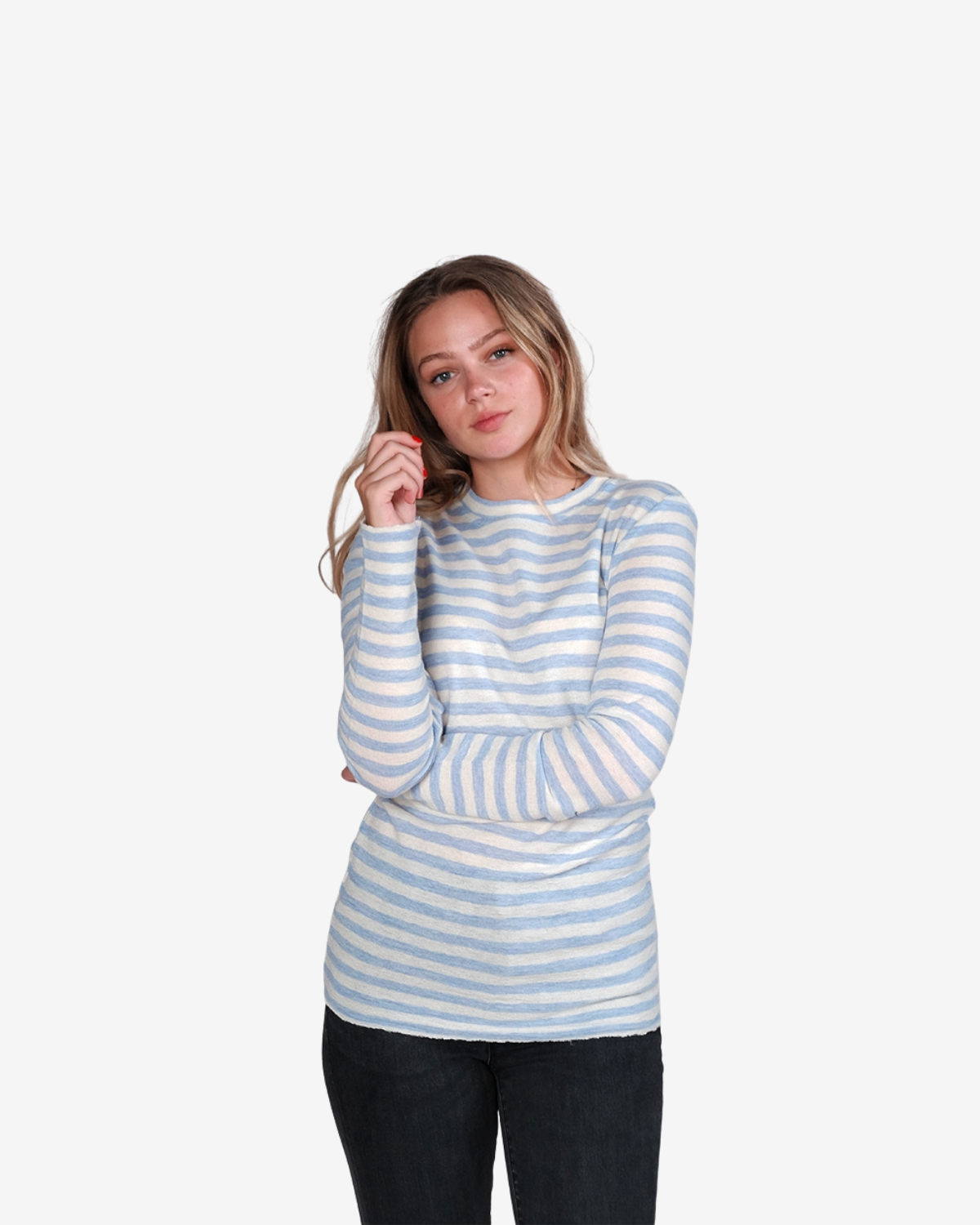 Shirt raw white sky blue melange