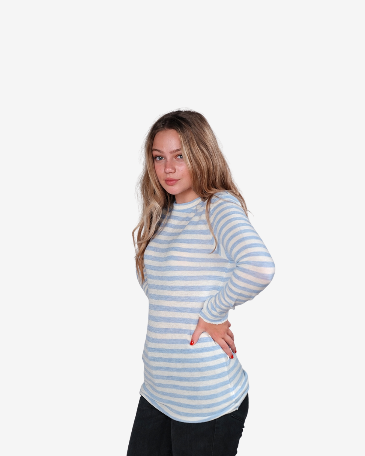 Shirt raw white sky blue melange