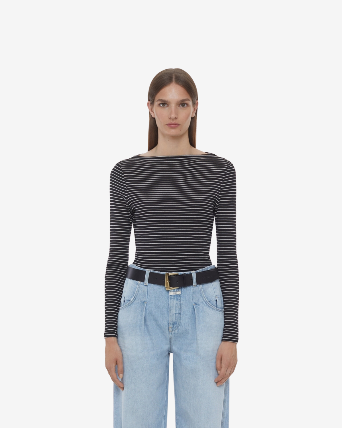 Straight neck long sleeve  black