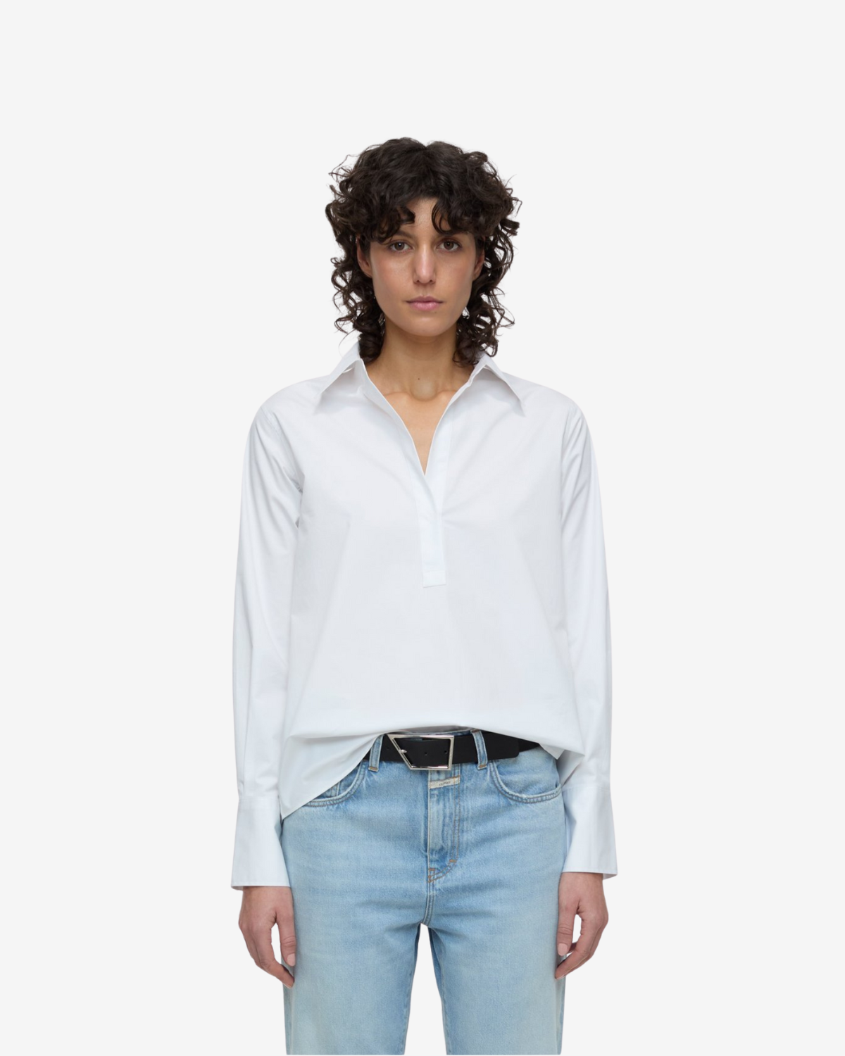 Open neck tunic White