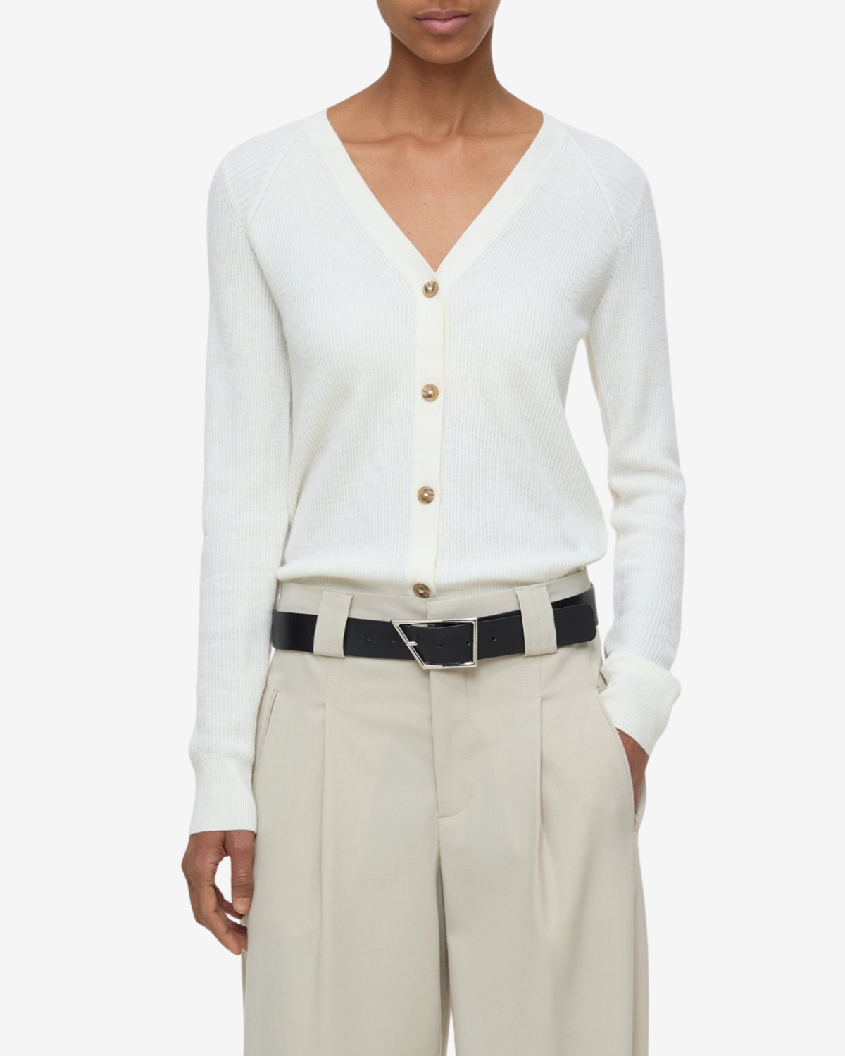 V cardigan long sleeve Ivory