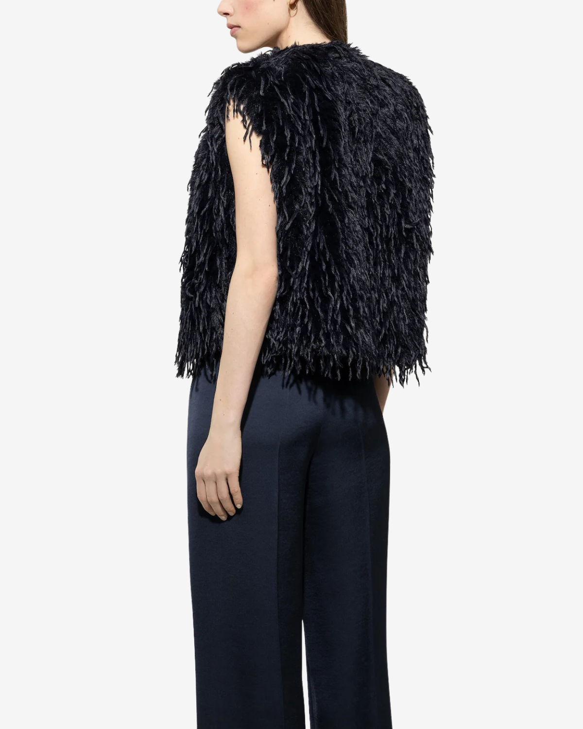 Vest fancy fake fur - dark blue