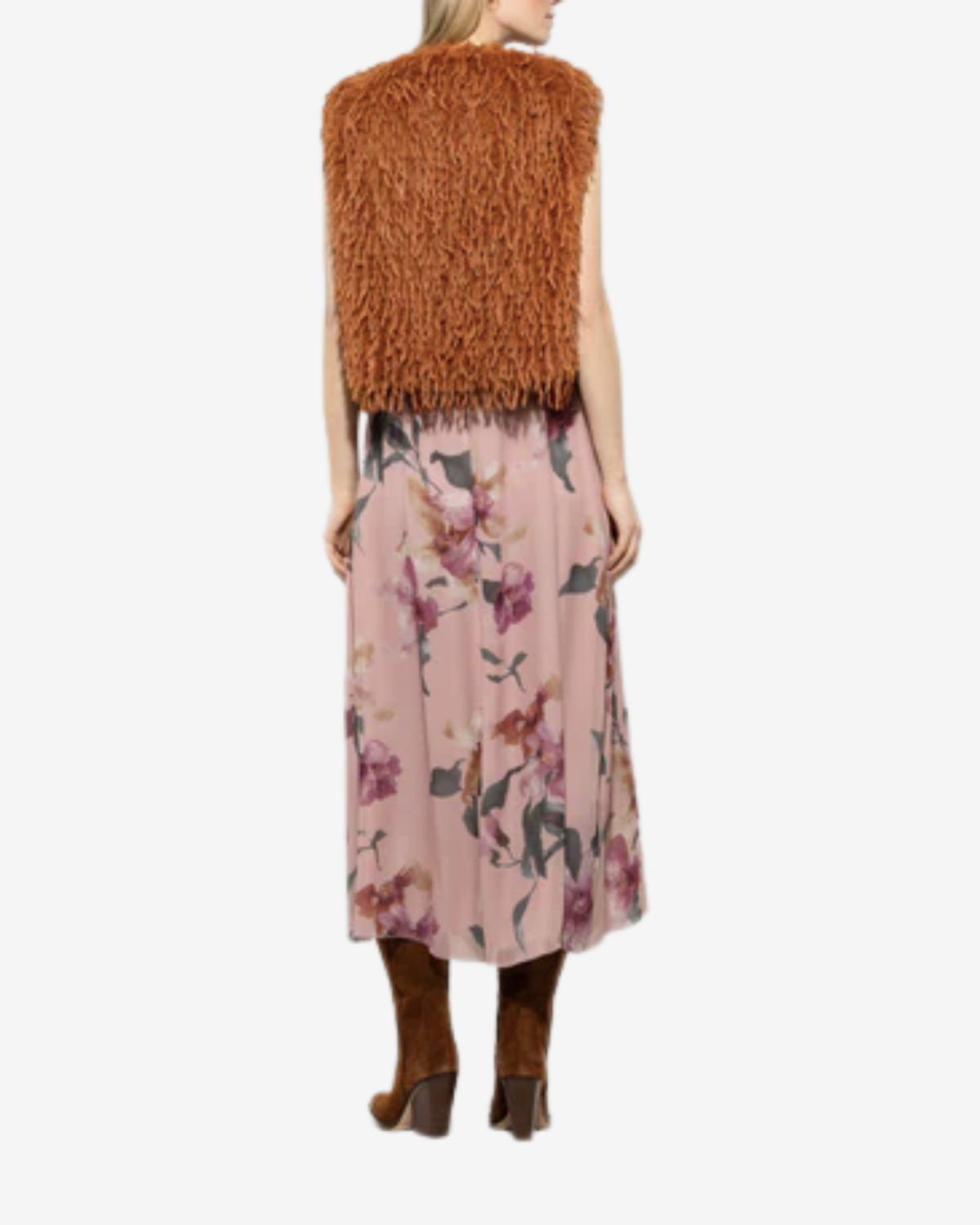 Vest fancy fake fur cinnamon