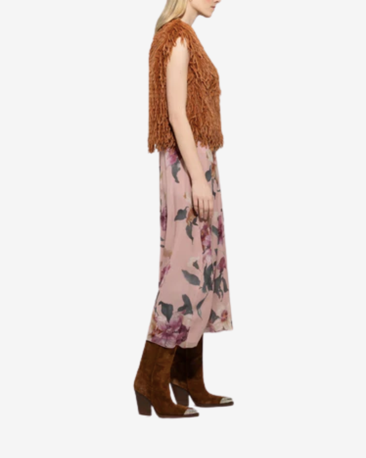 Vest fancy fake fur cinnamon