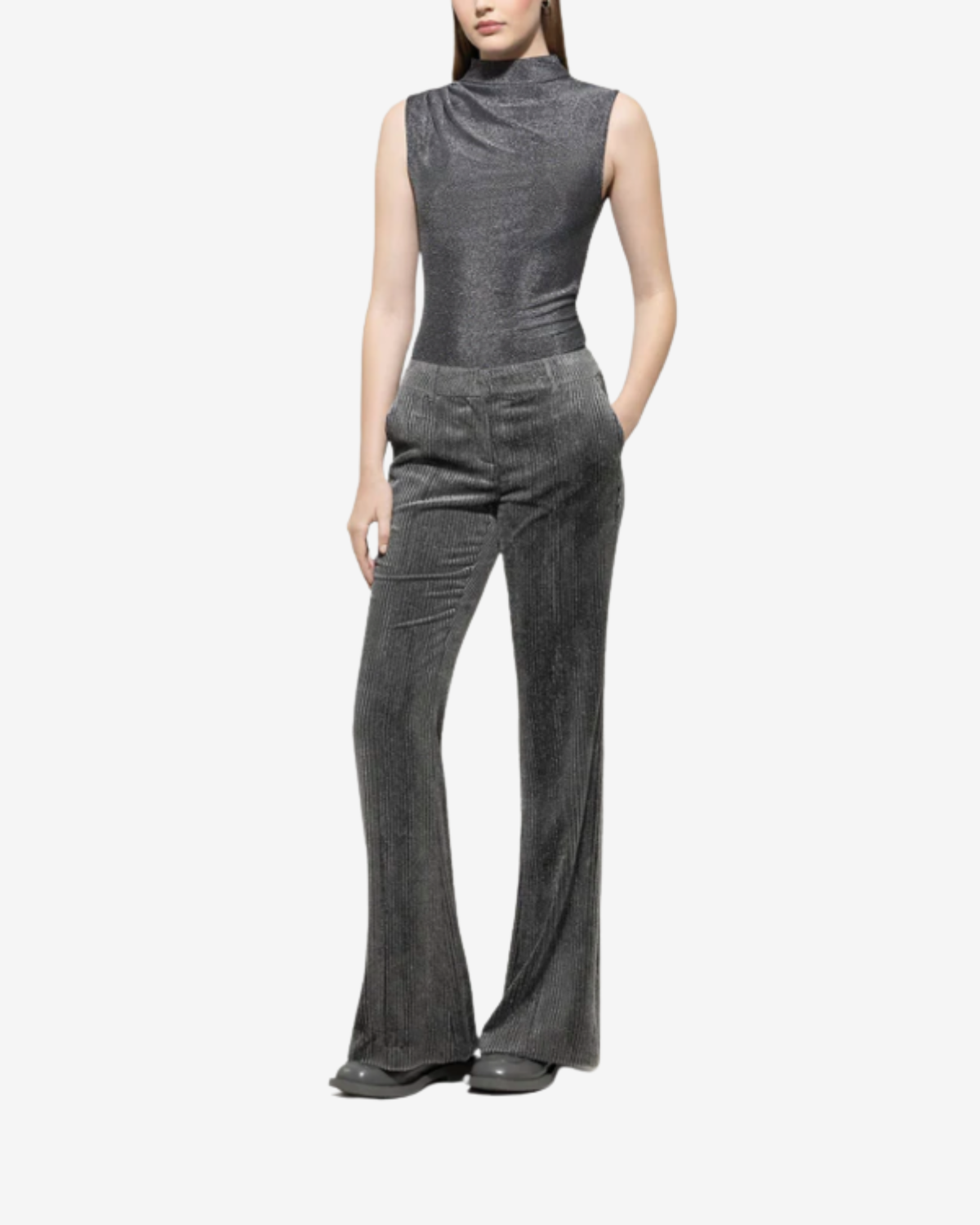 Turtleneck-Top Multi/ Urban grey