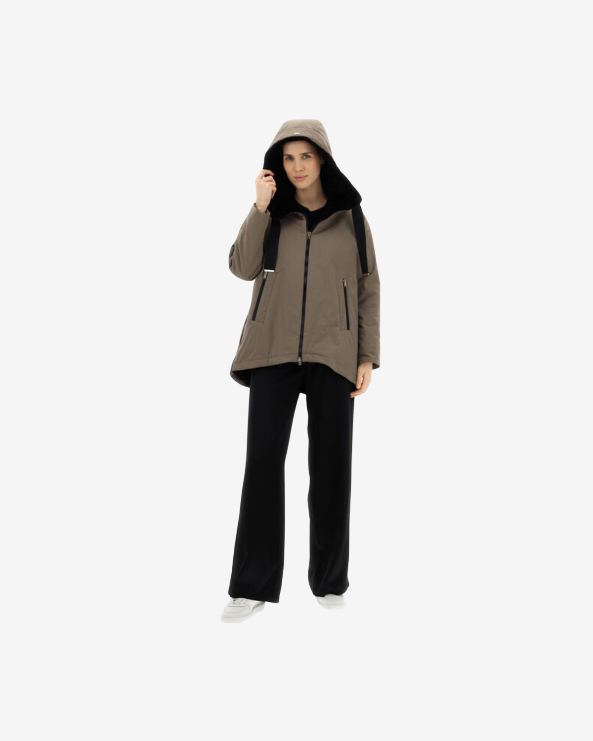 Woman's woven half coat Fondente