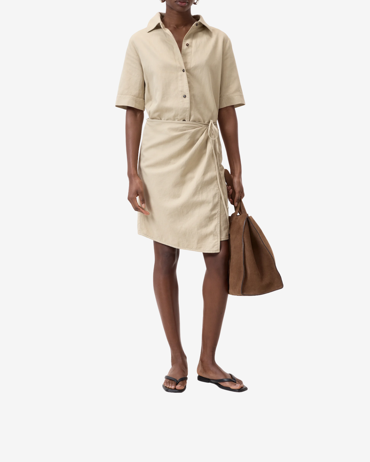 Short wrap dress Soft beige