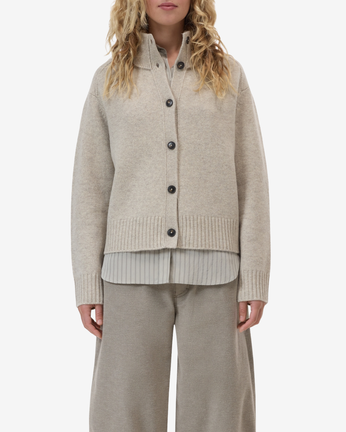 Rollneck cardigan Silt grey