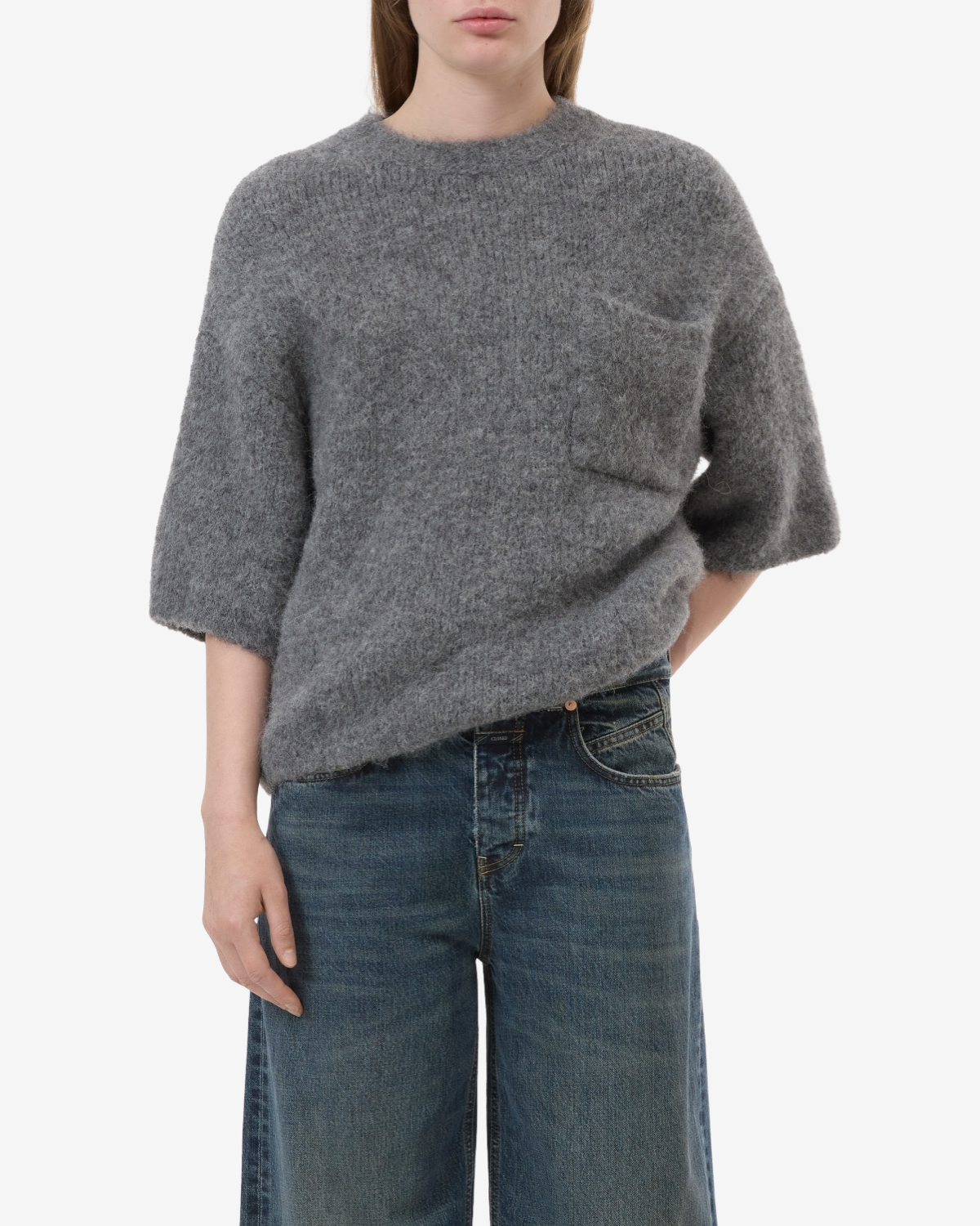 Crew short sleeve Dark grey melange