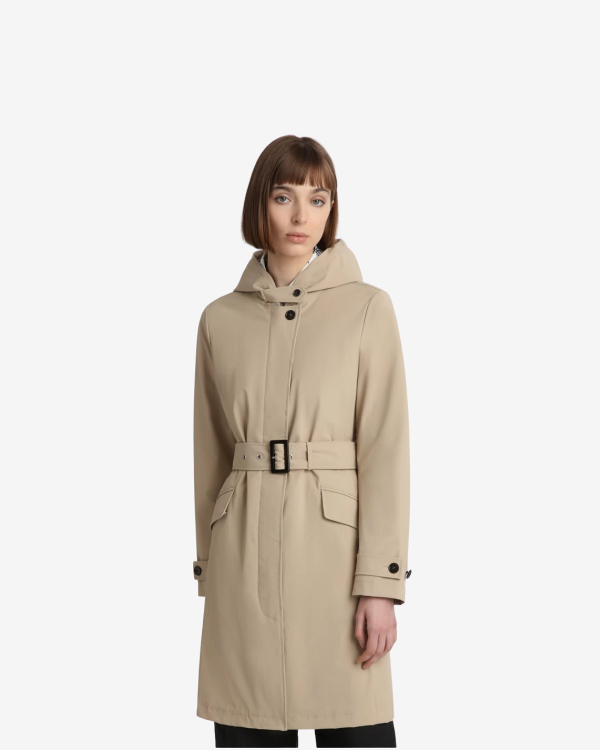 Belted fayette light parka feather beige