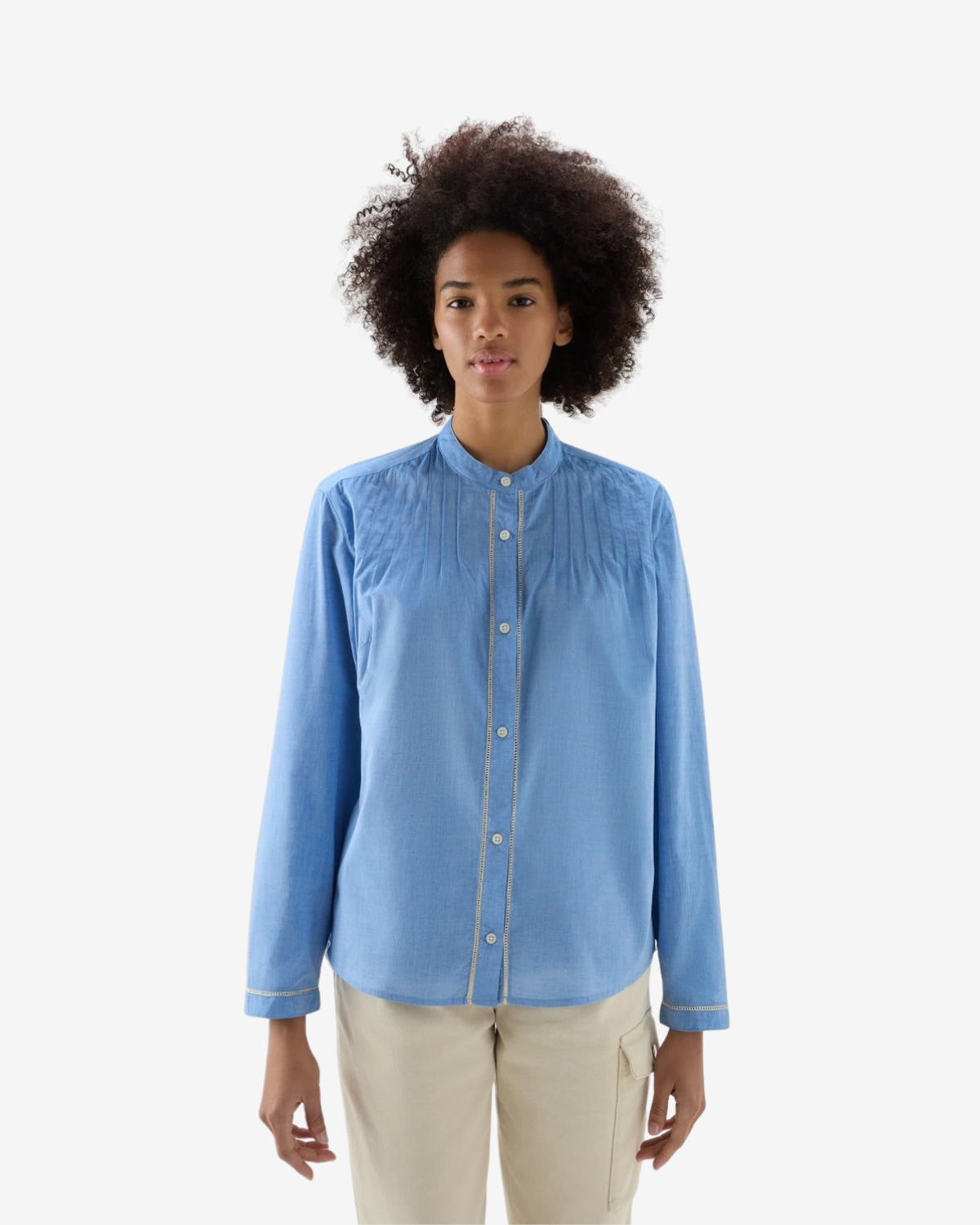 Pintuck chambray shirt pale indigo 2