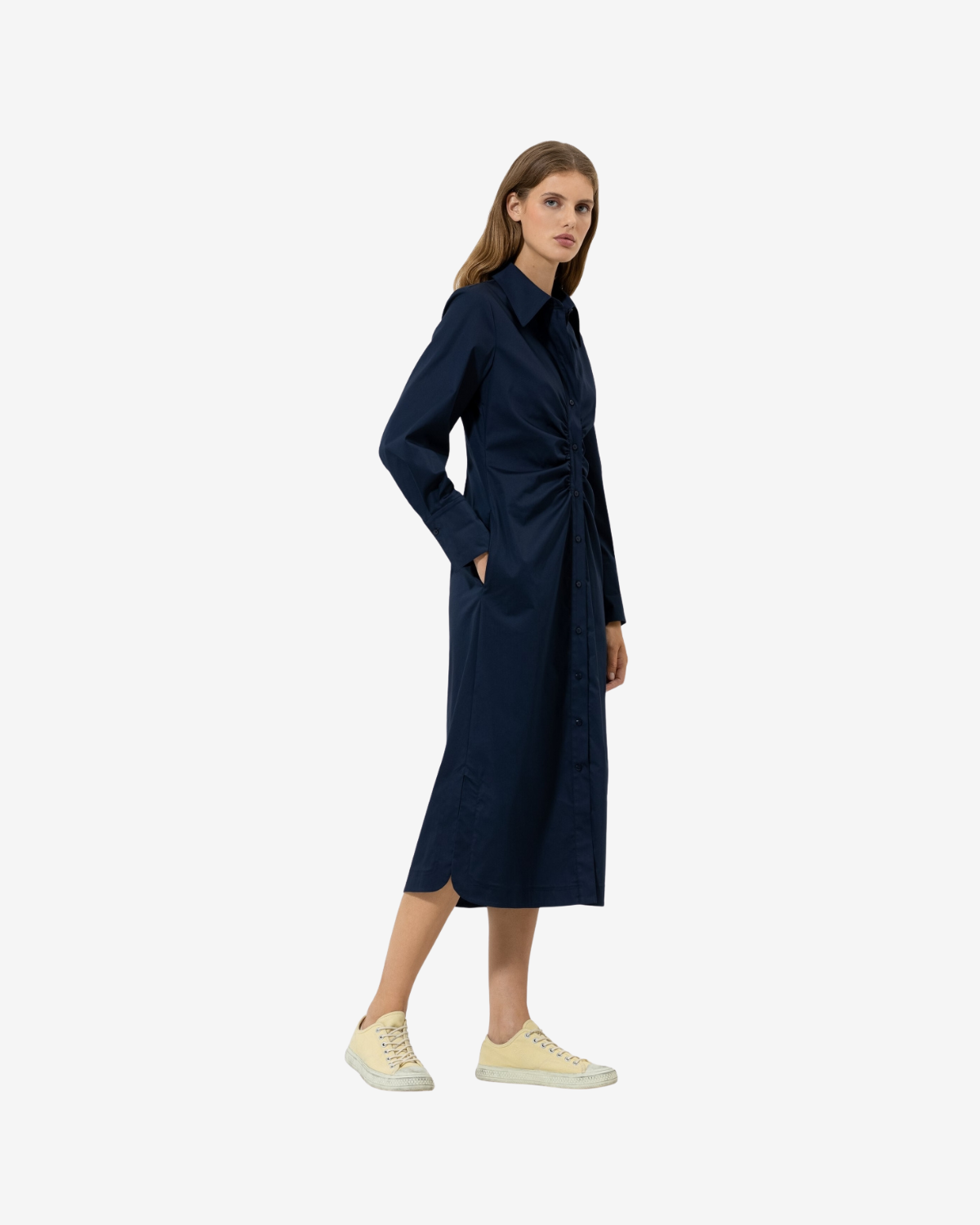 jurk met katoen-mix Dark blue