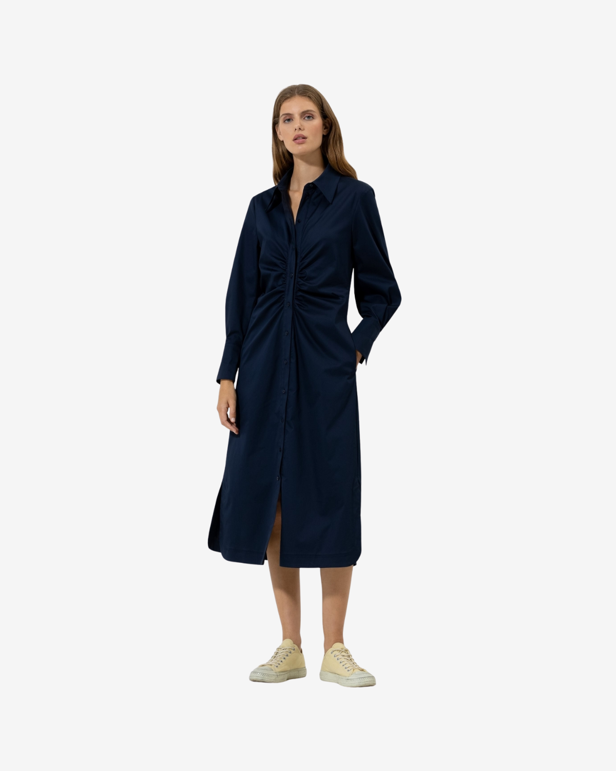 jurk met katoen-mix Dark blue