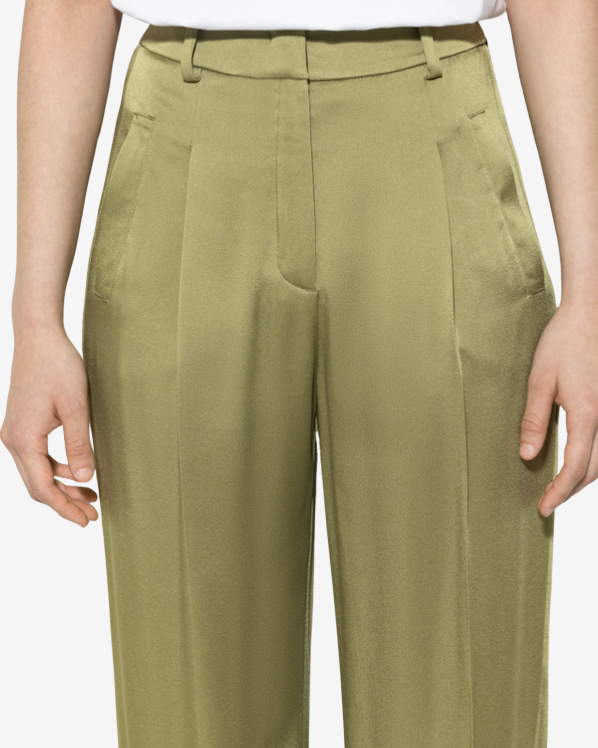 Satijnen broek moss green