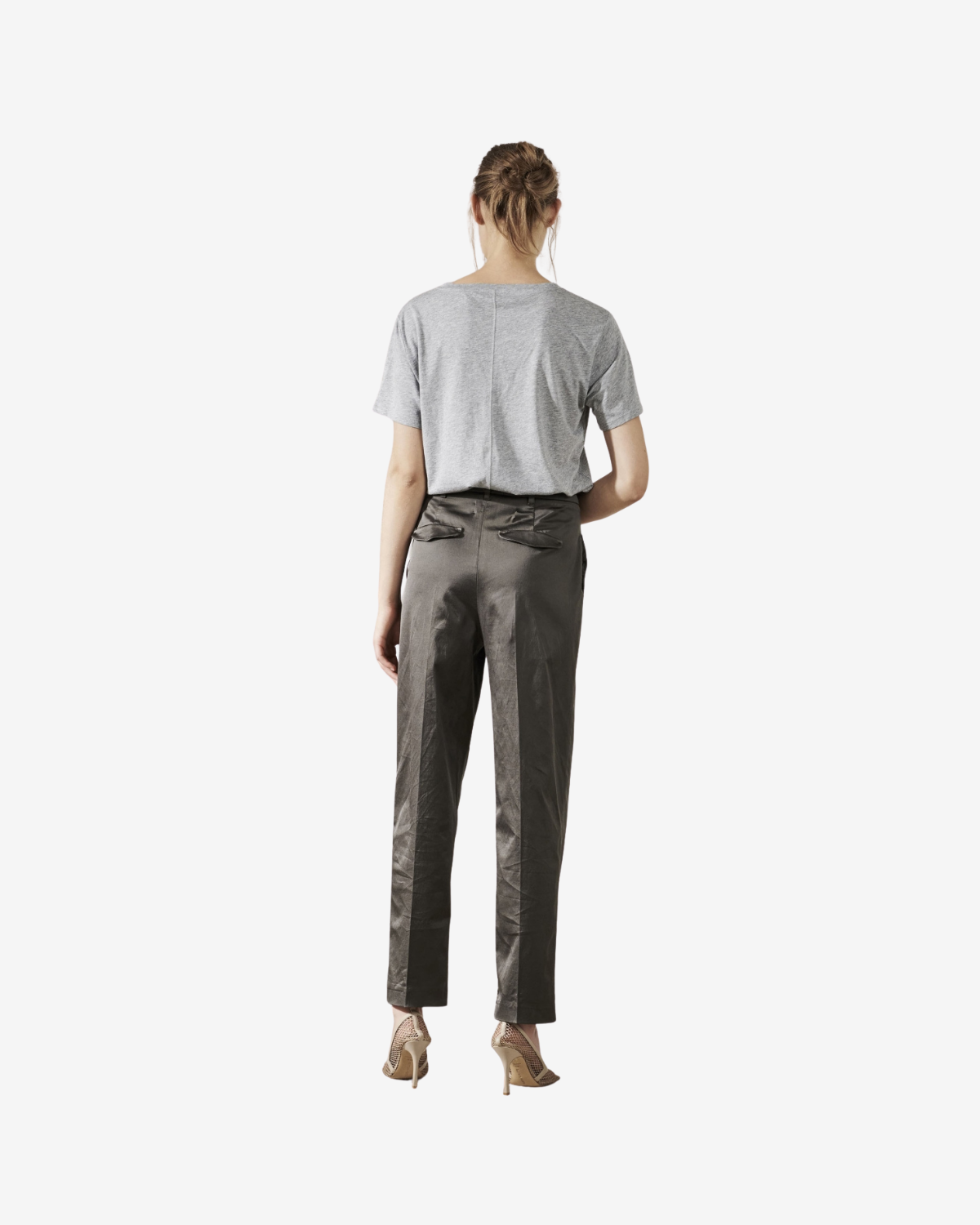T-SHIRT MET PRINT light grey melange