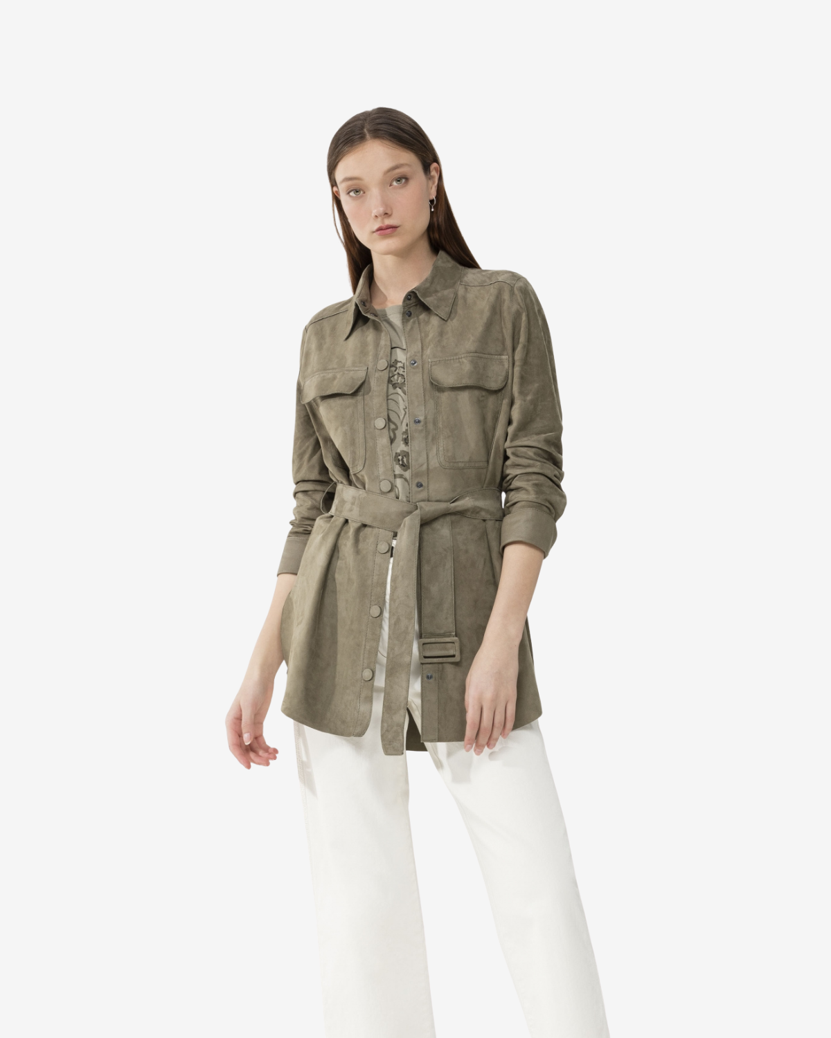 SUEDE SHIRT sage
