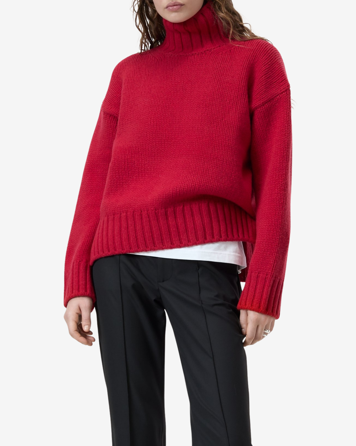 Rollneck longsleeve Chili pepper red