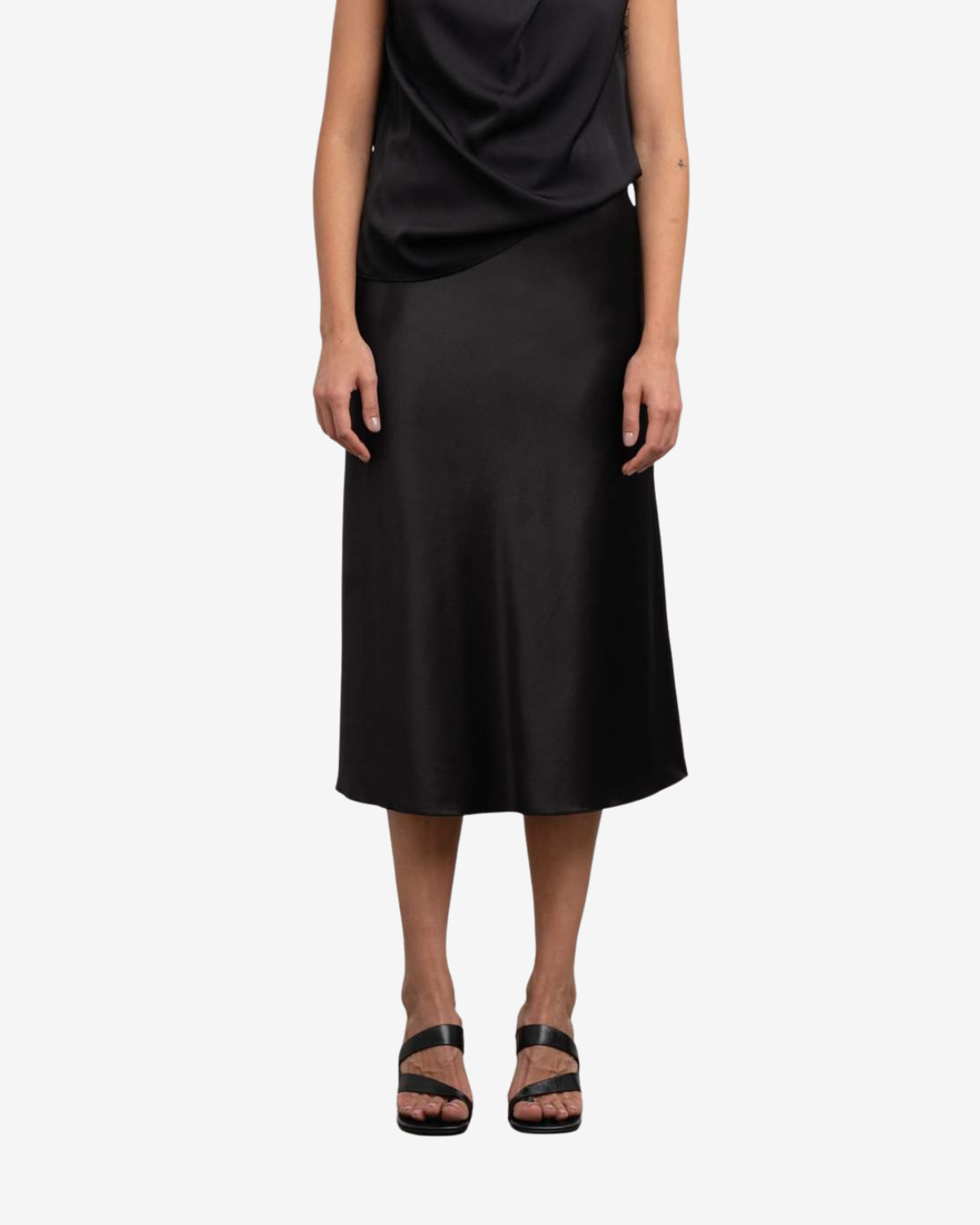 Hana satin skirt black