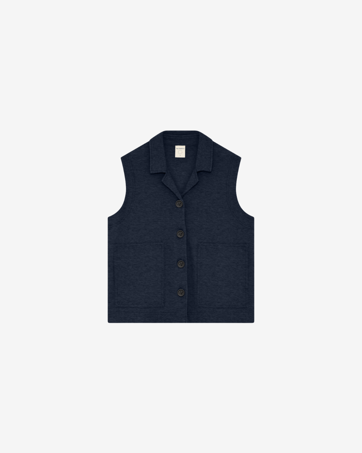 Vest w Open Colar Midnight blue melange