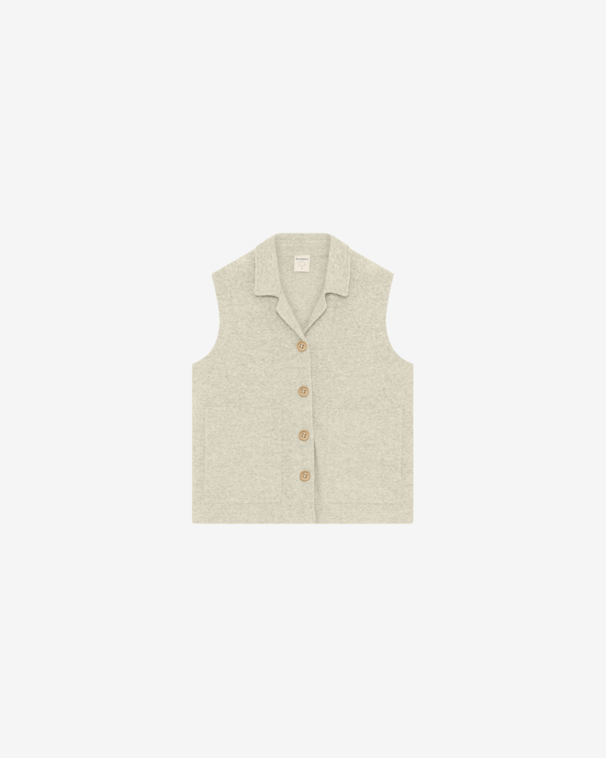Vest w Open Colar Pearl grey melange