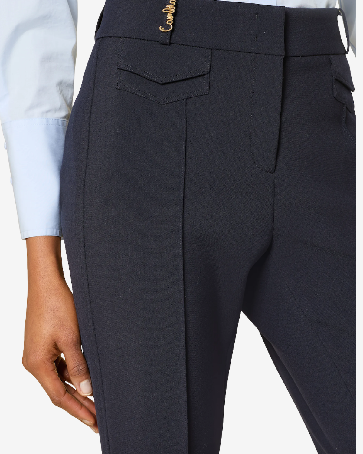 Fawn flap pocket  Dark navy