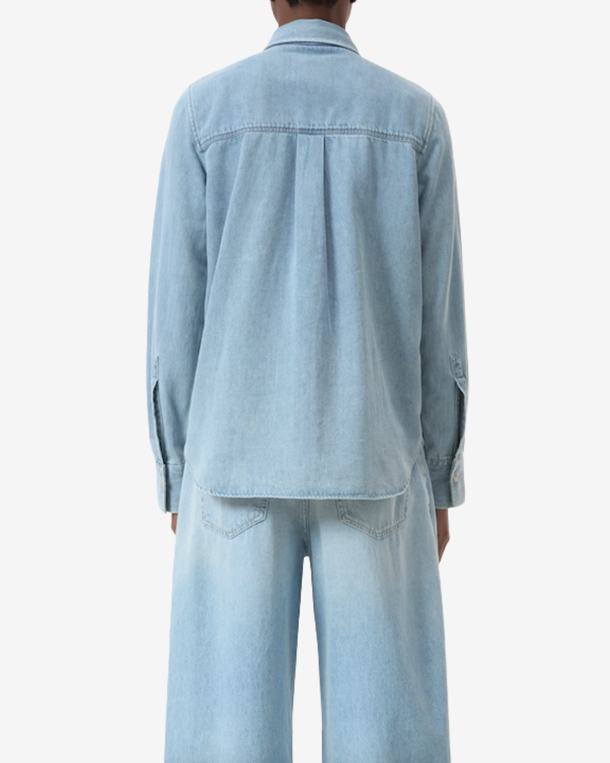 Classic shirt visible placket Light blue