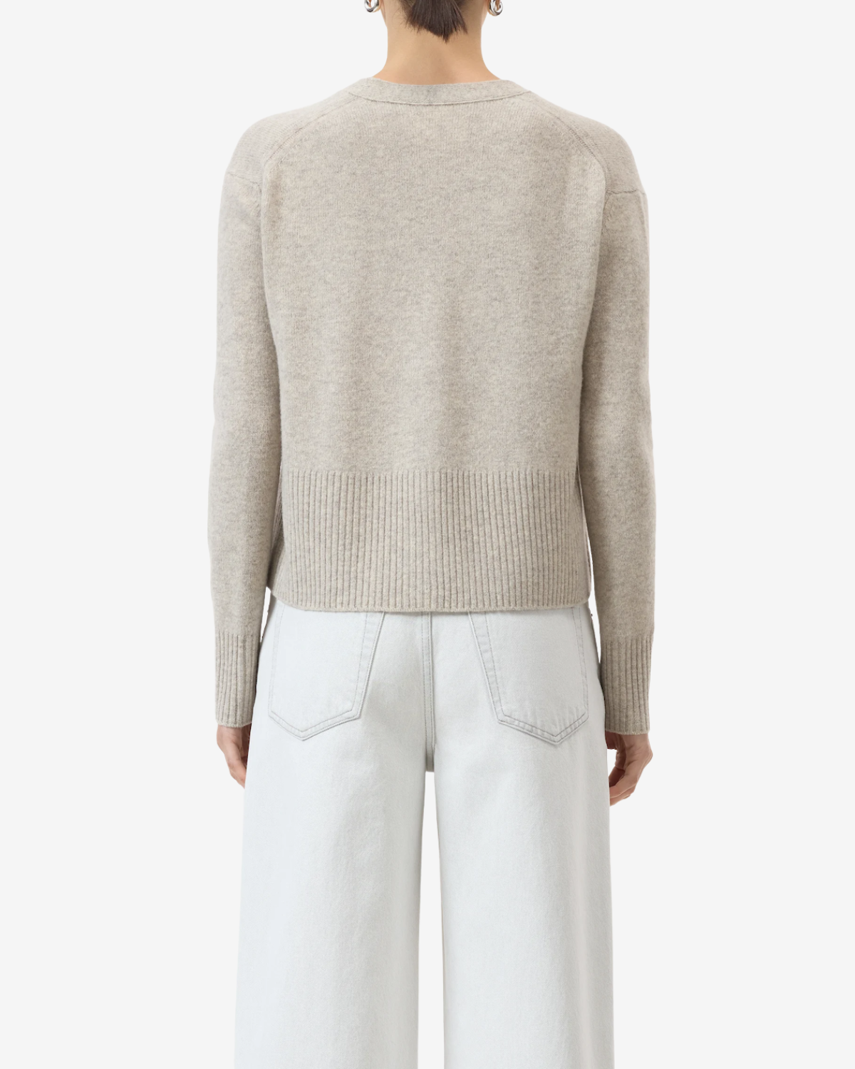 V neck cardigan beige melange