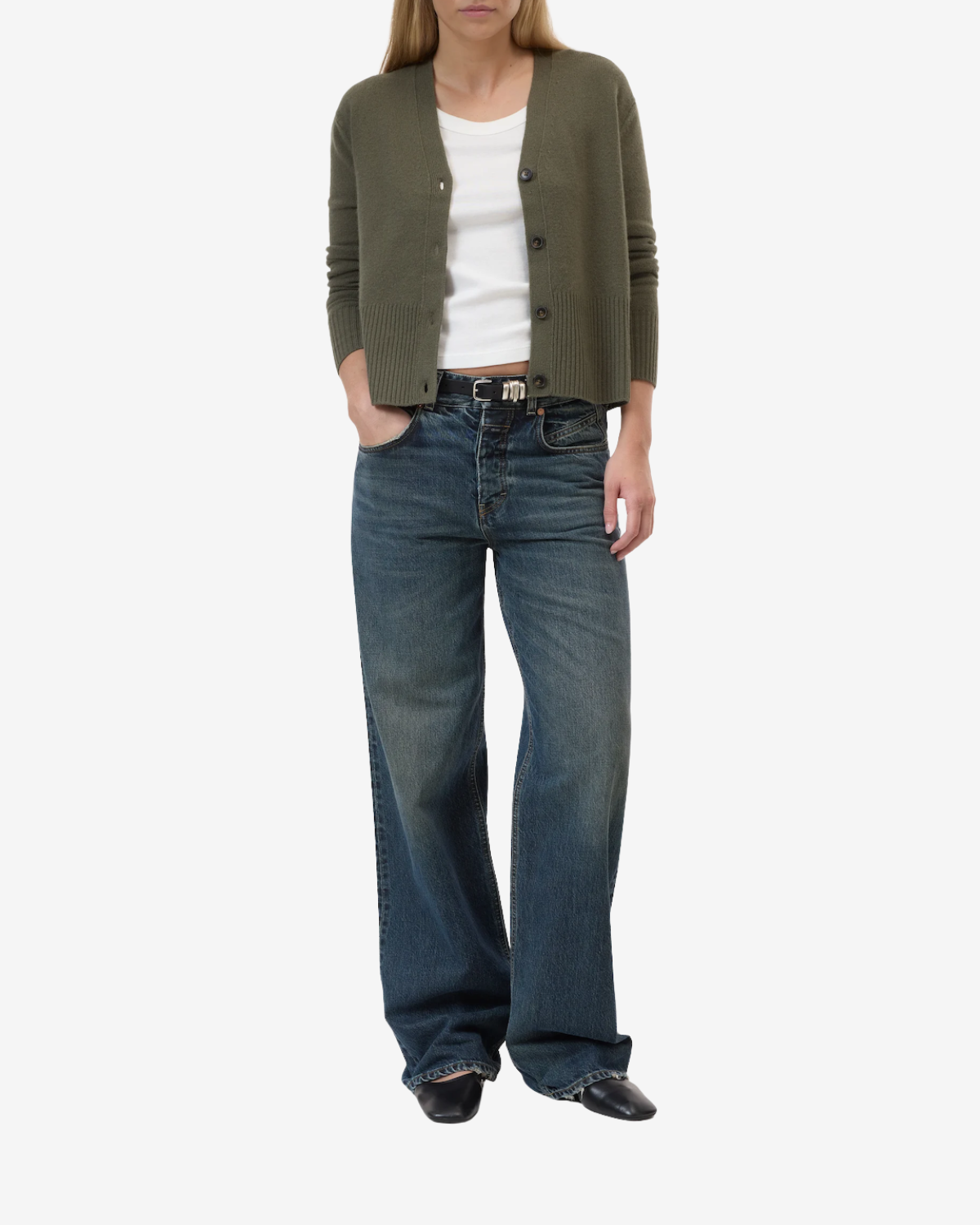V neck cardigan Forest green
