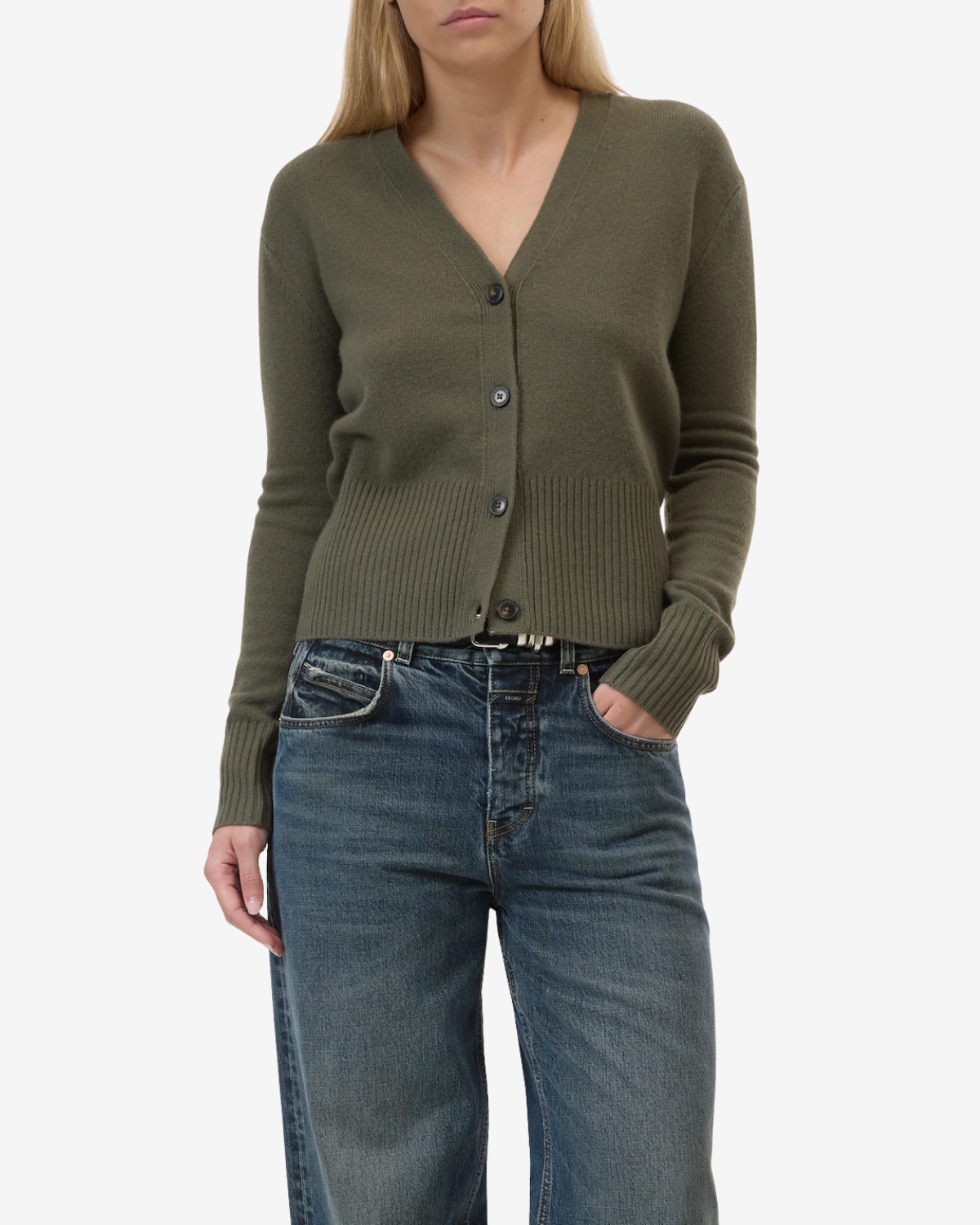 V neck cardigan Forest green