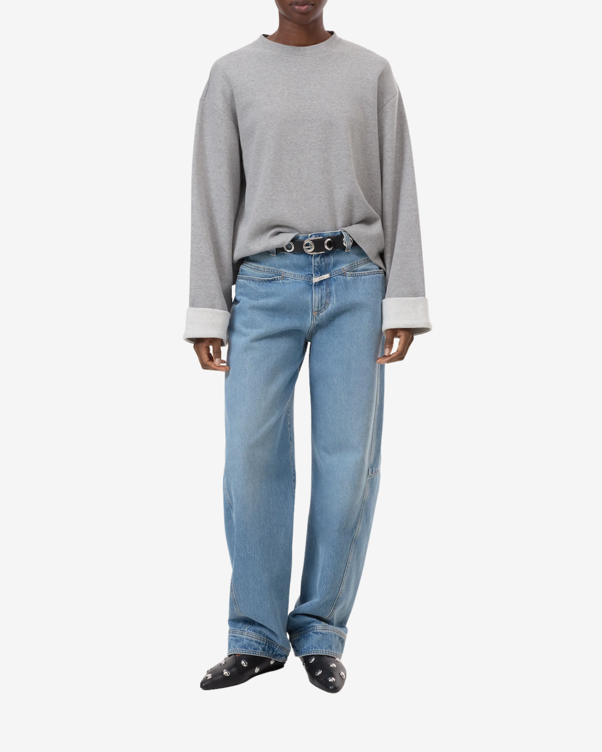 Turn-up longsleeve light grey melange