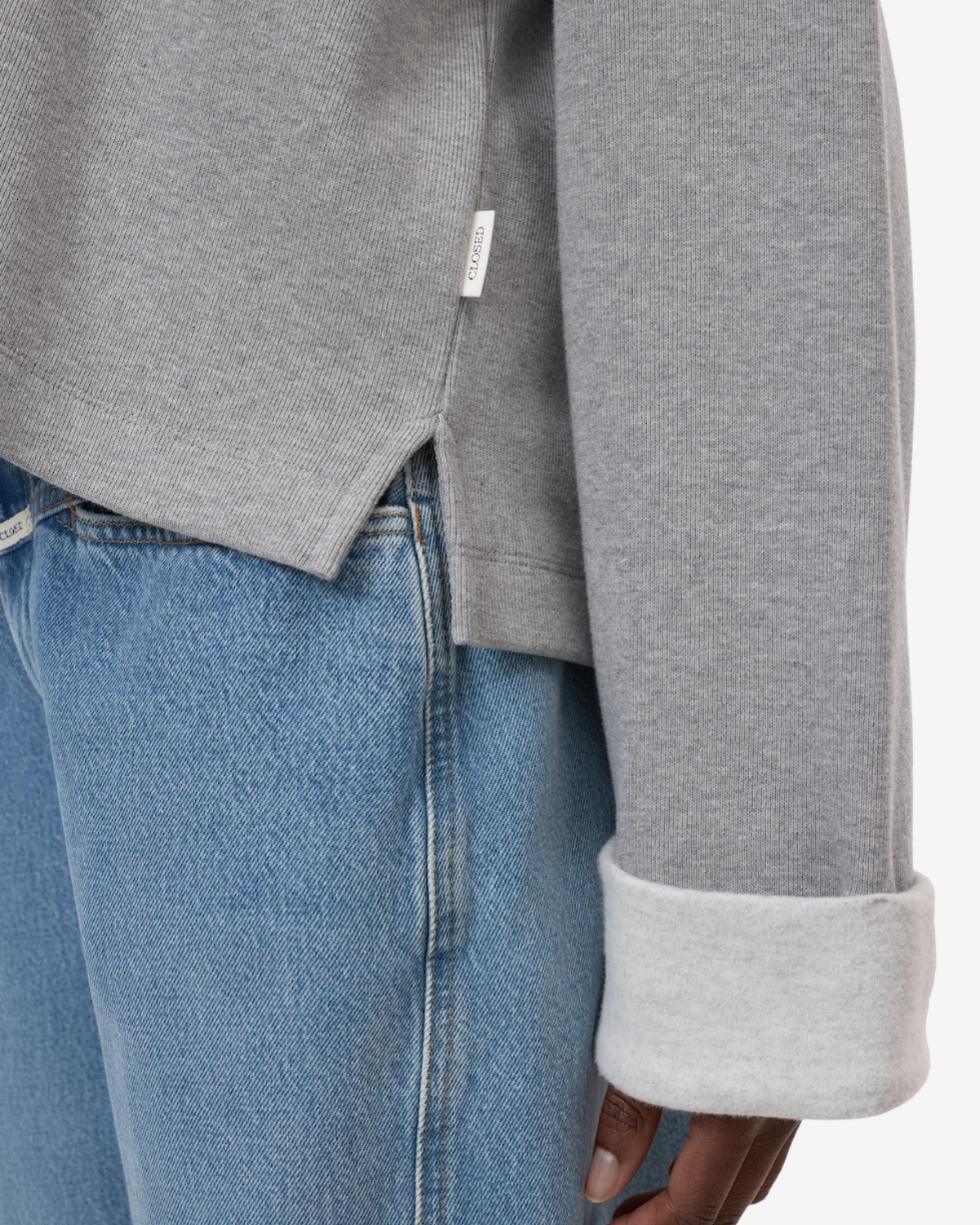 Turn-up longsleeve light grey melange