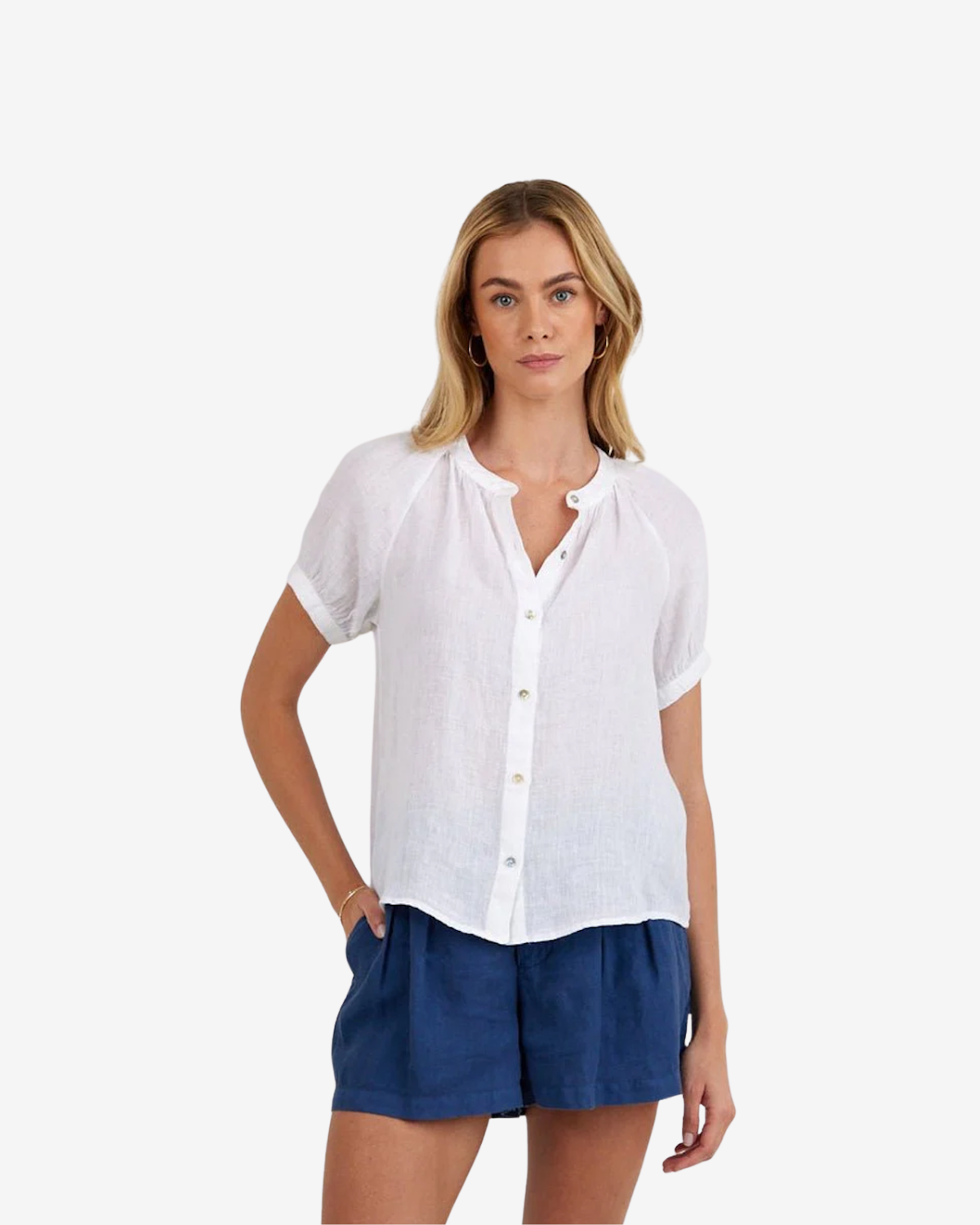 Short sleeve raglan shirt White