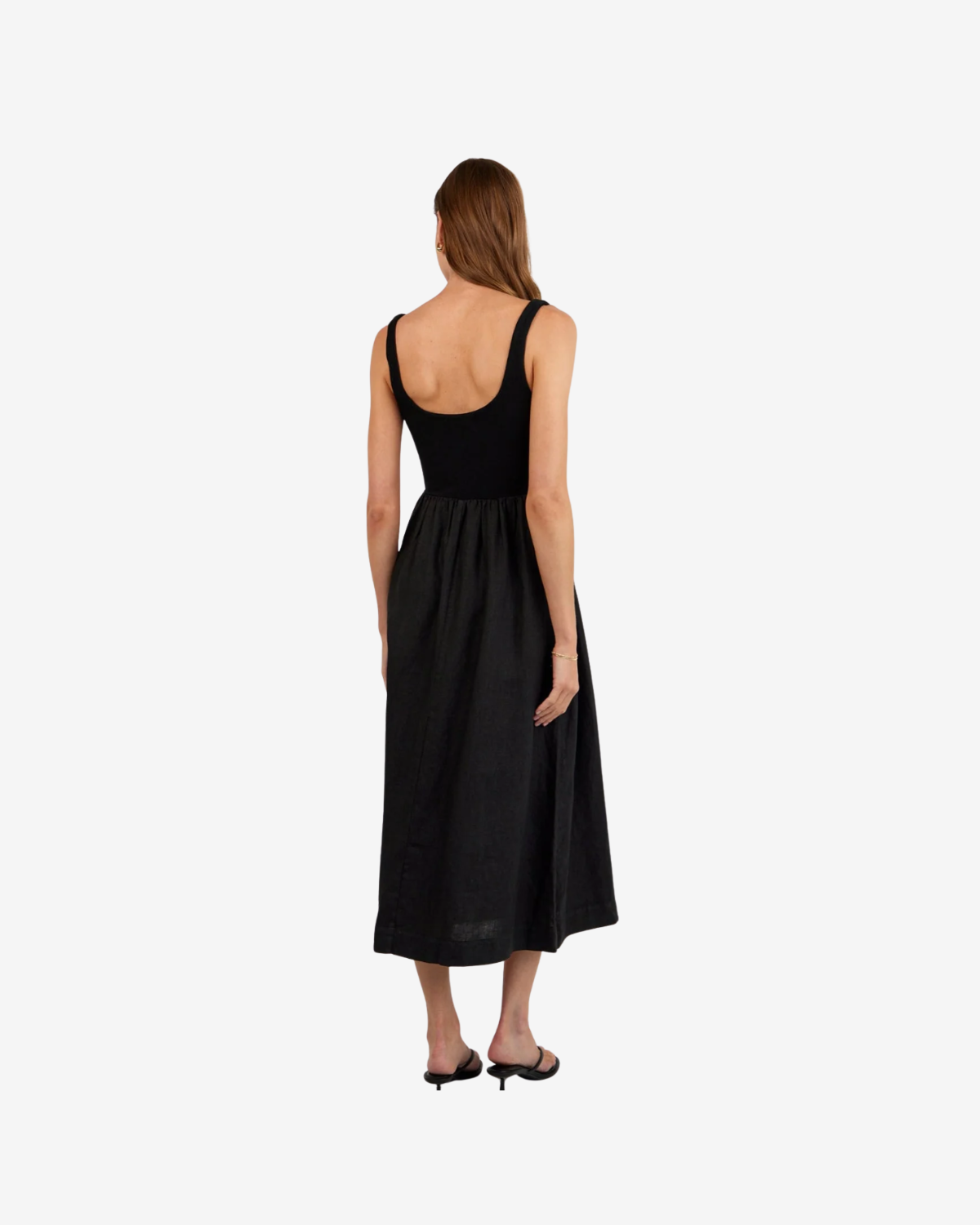 Sleeveless knit combo dress black