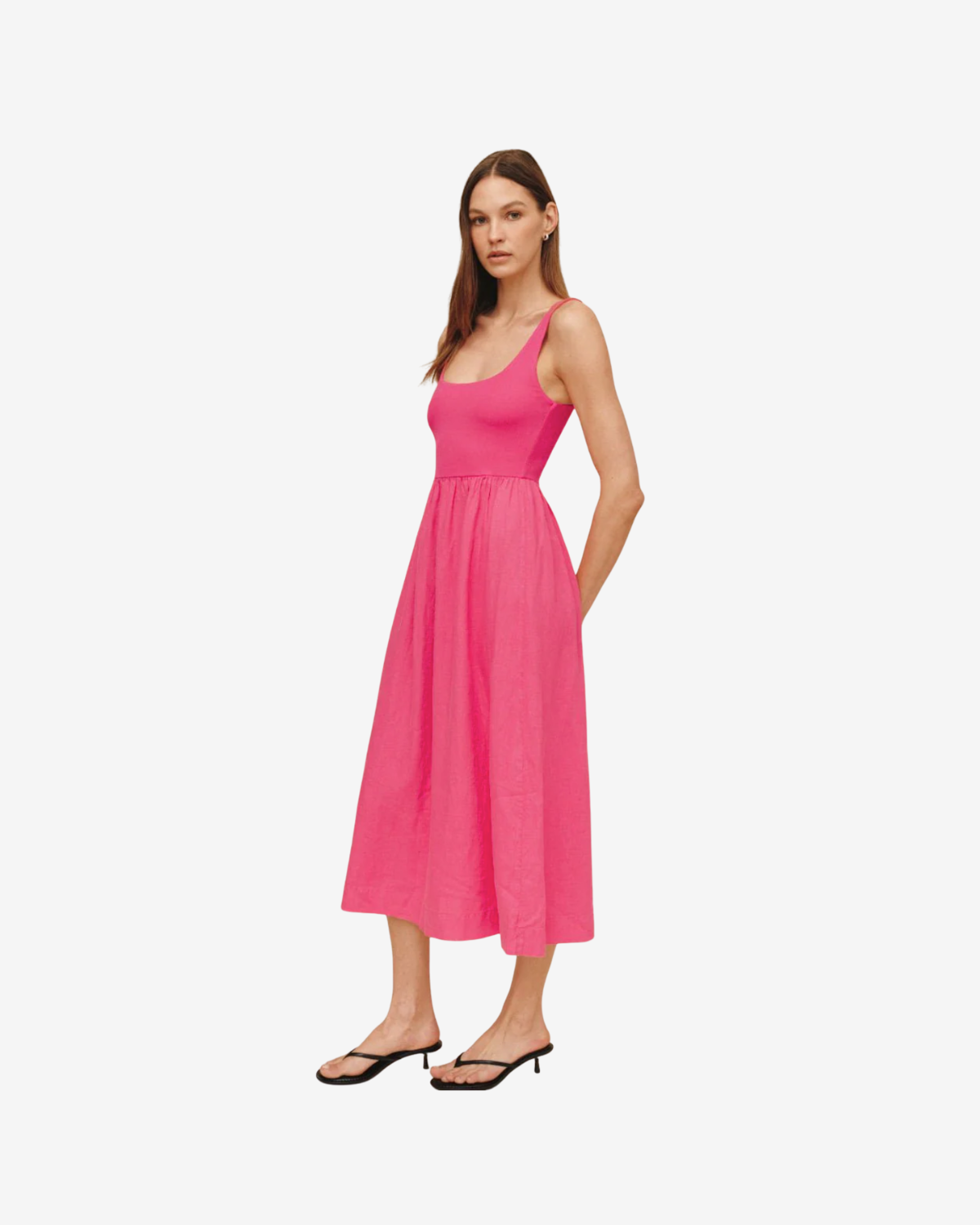 Sleeveless knit combo dress Spiced Hibiscus