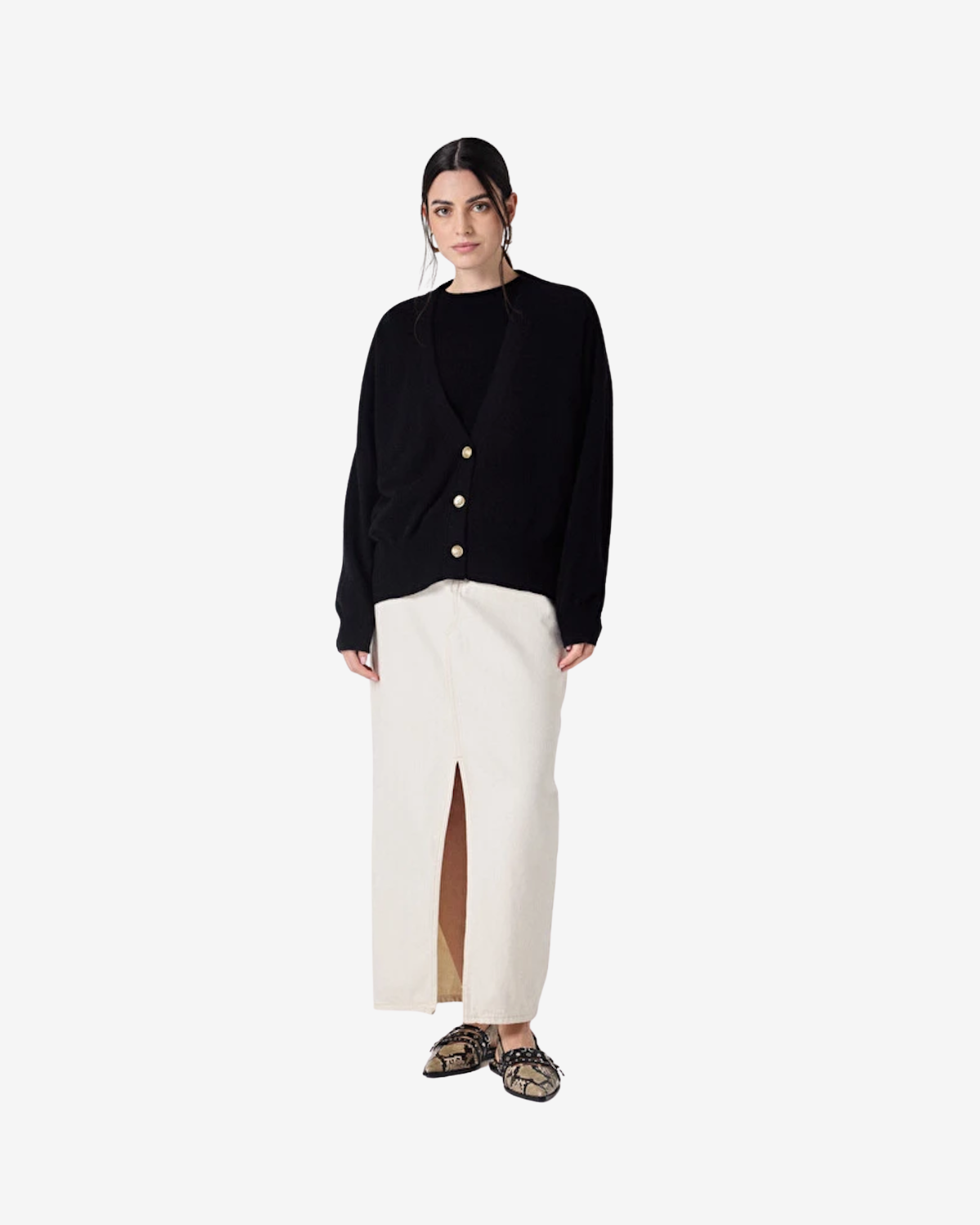 Cardigan Col V ML Noir
