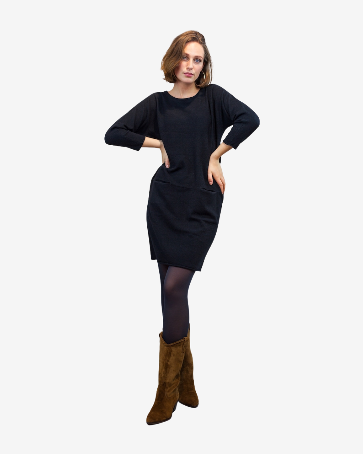 kleid Taschen Zwart