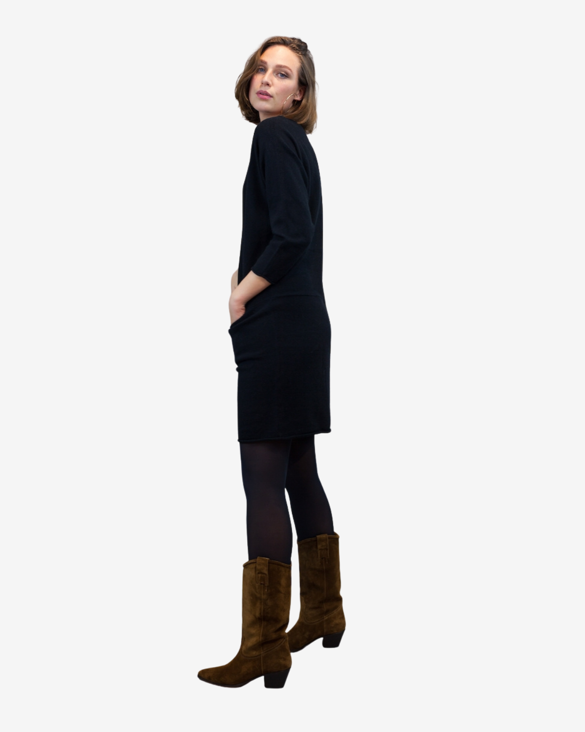 kleid Taschen Zwart