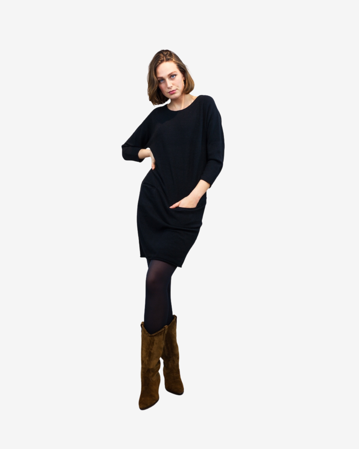 kleid Taschen Zwart