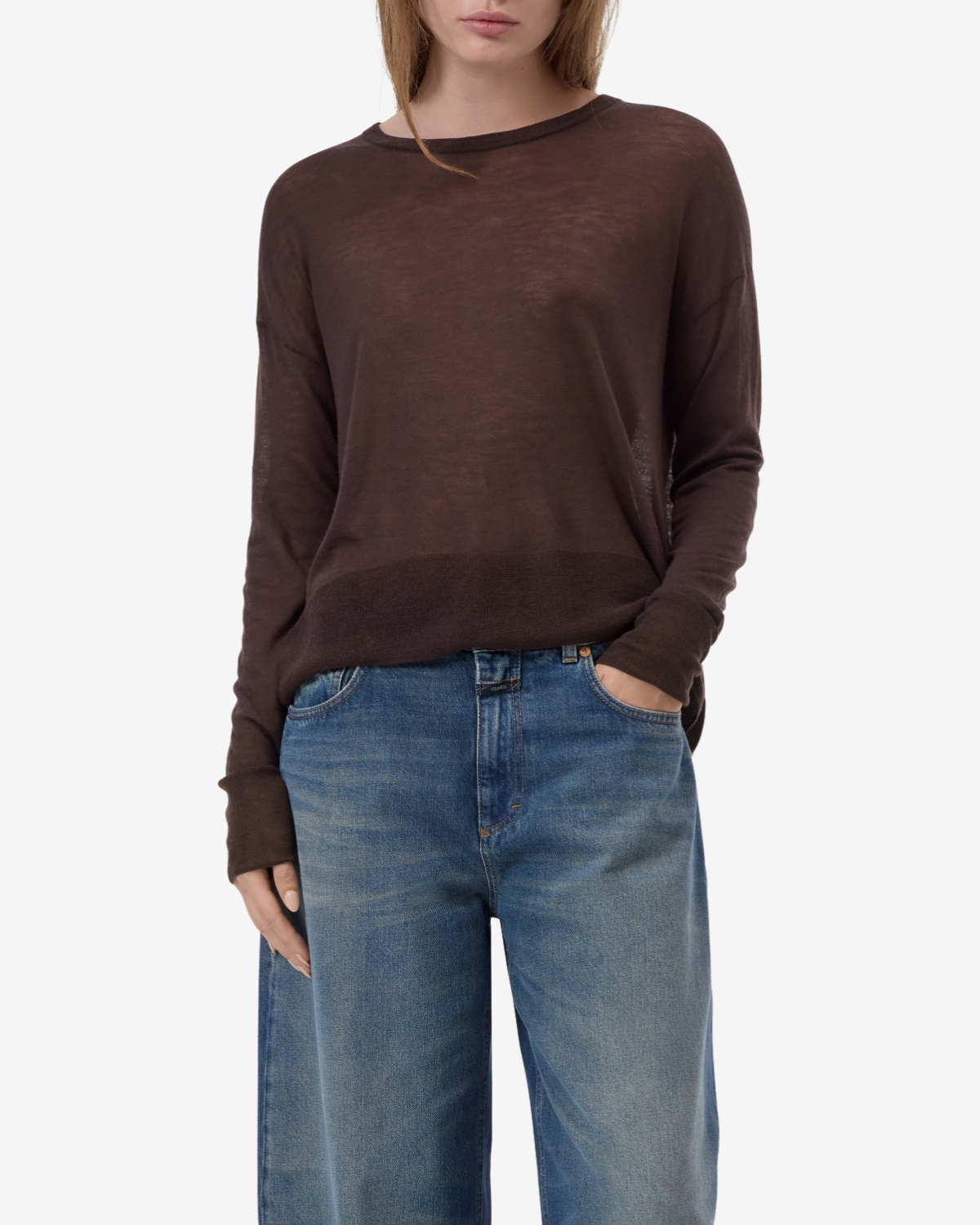 Crew neck long sleeve Mahagony brown