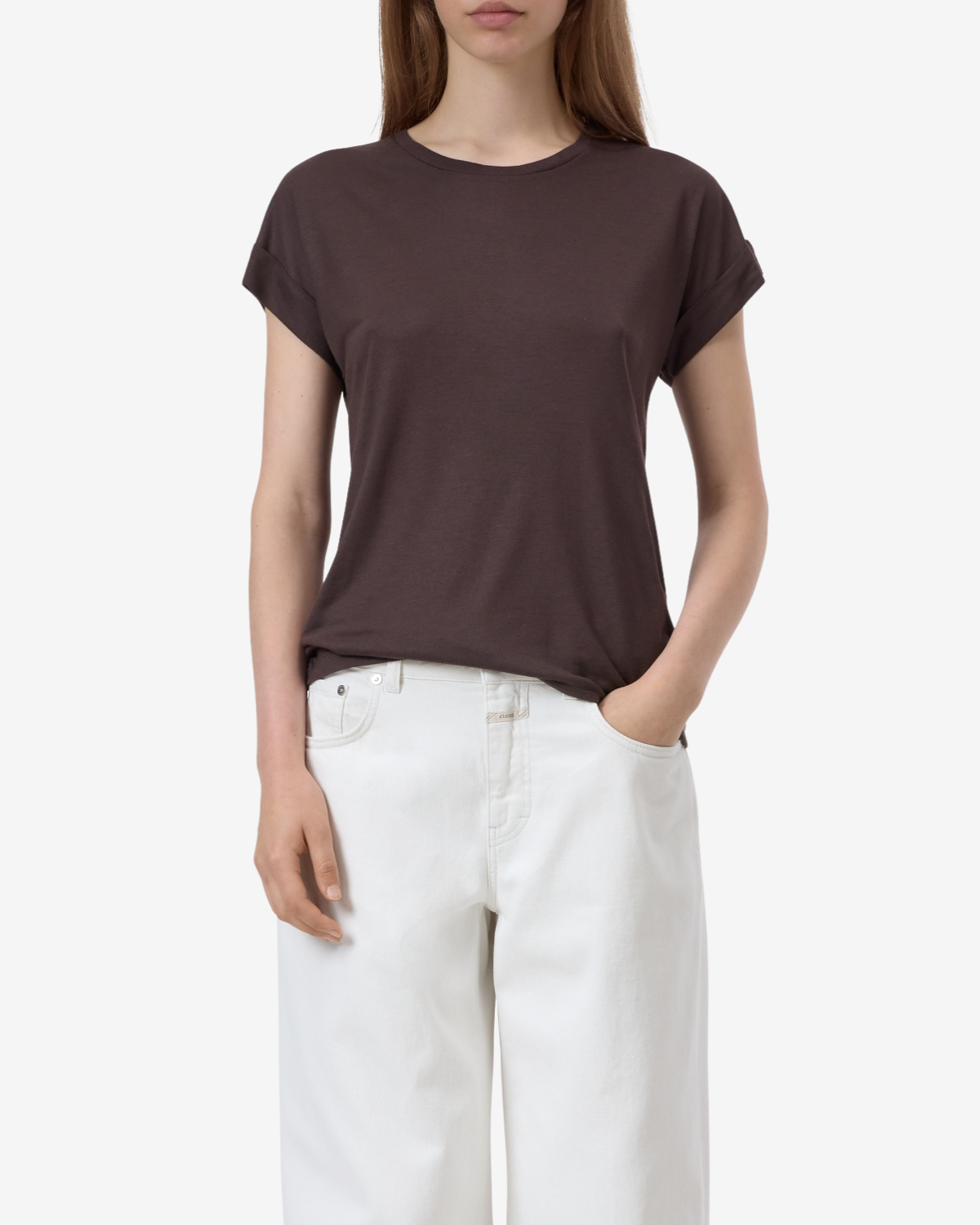 Turn up t-shirt Mahagony brown