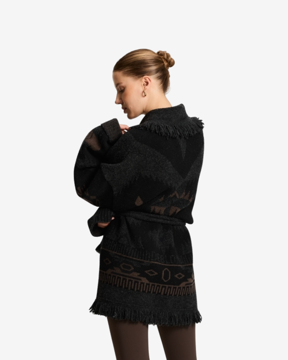 Ymke Cardigan Dusk brown black sand