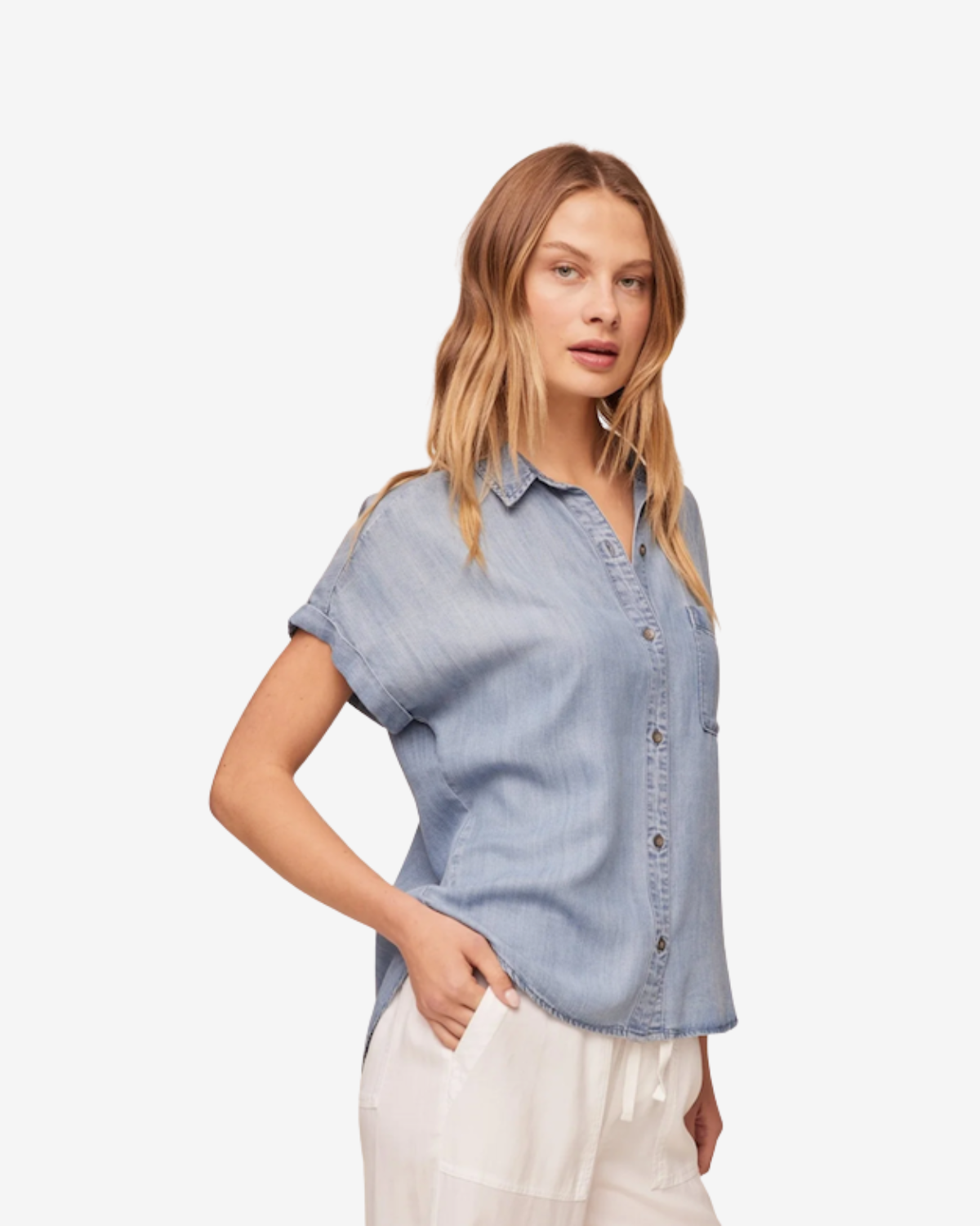 Short sleeve botton down  denim