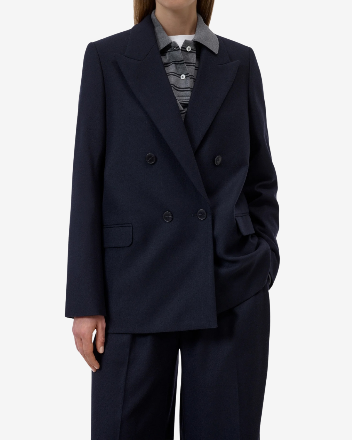 Fitted doublebreasted blazer Dark night