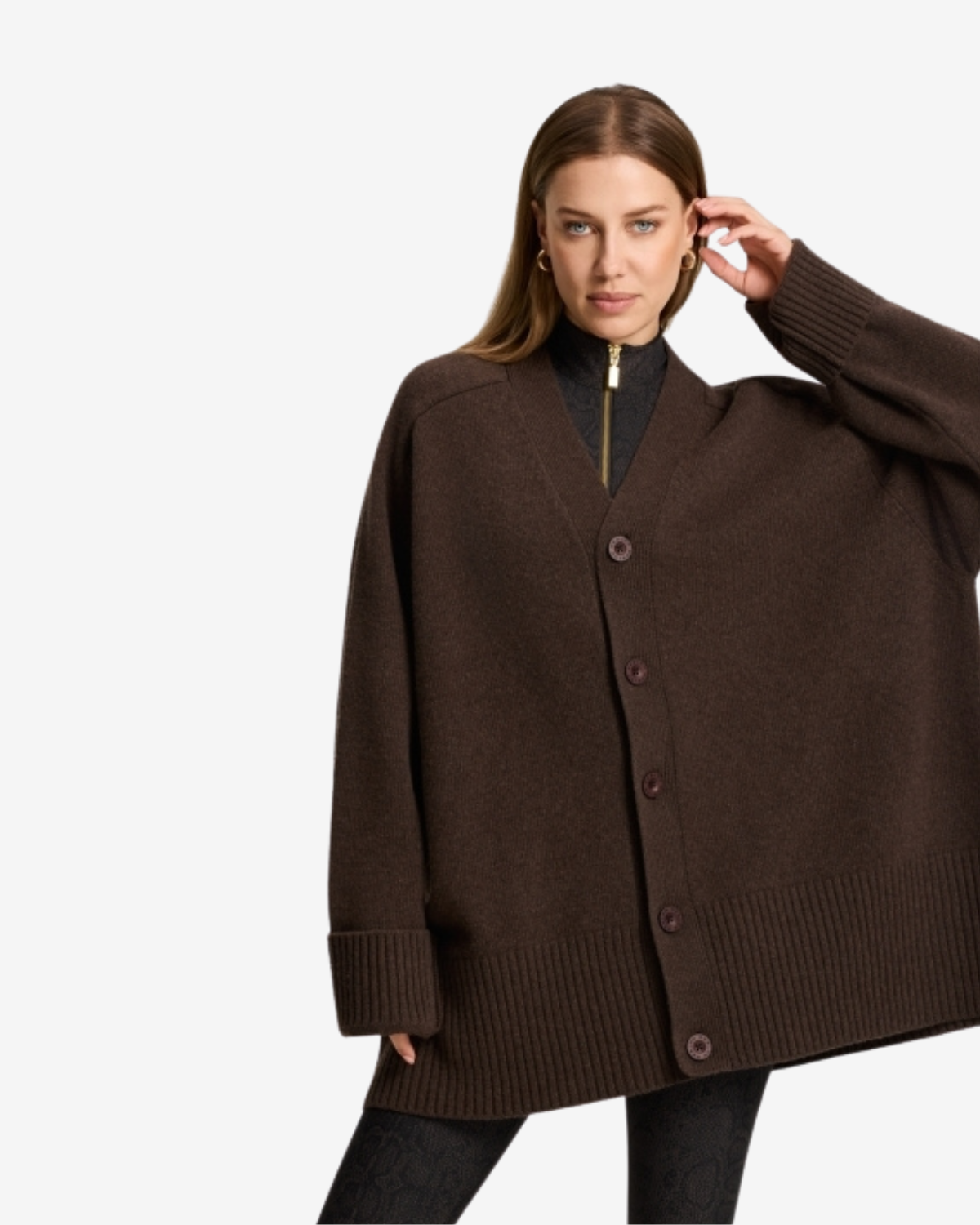 Florence boyfriend cardigan Cacao Melange
