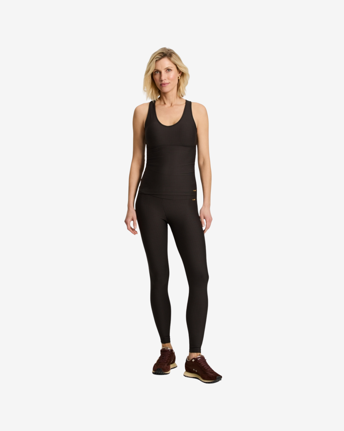 Classic leggings high waistband Pied de poule dusk brown