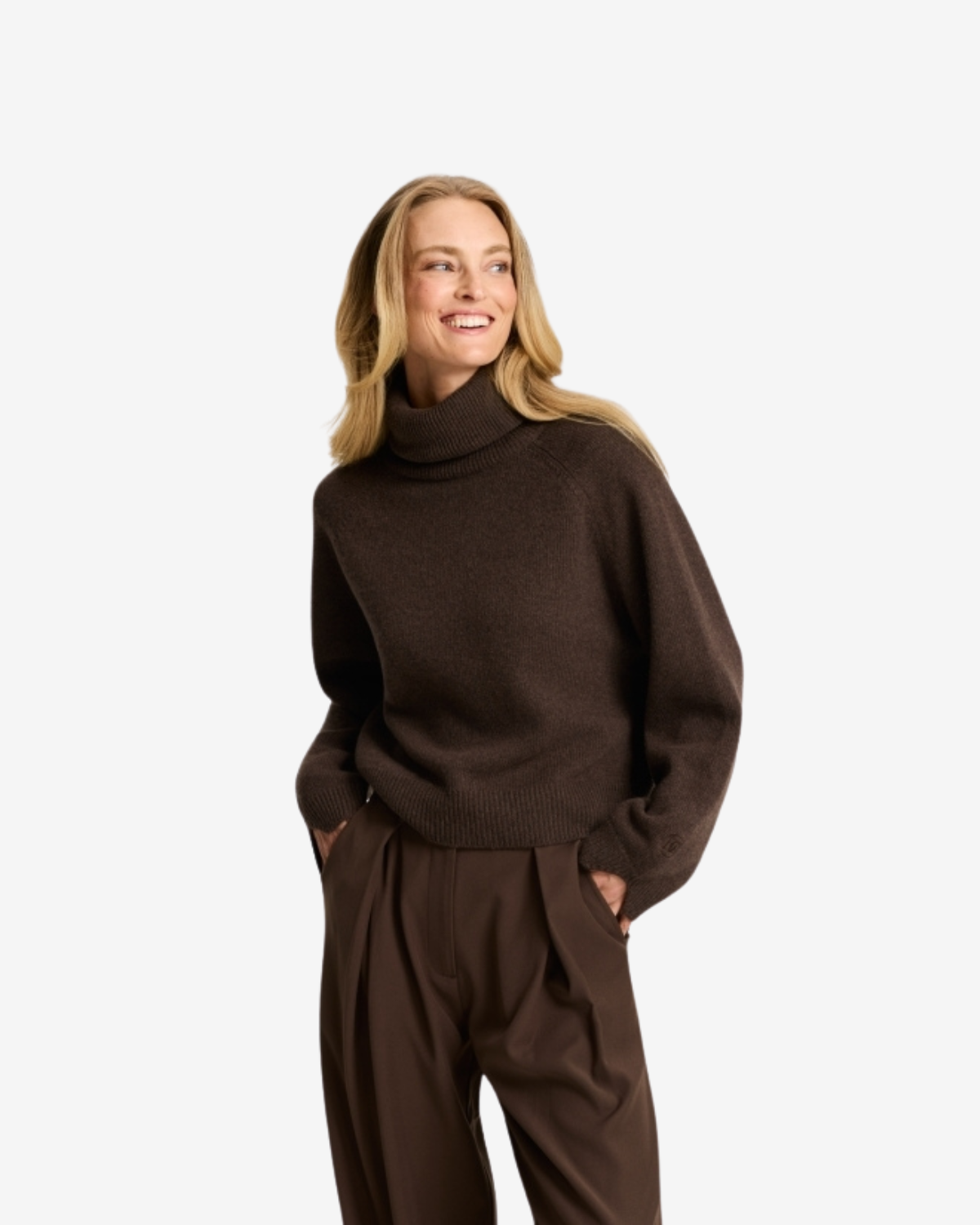 Lux Cropped Turtleneck Cacao Melange