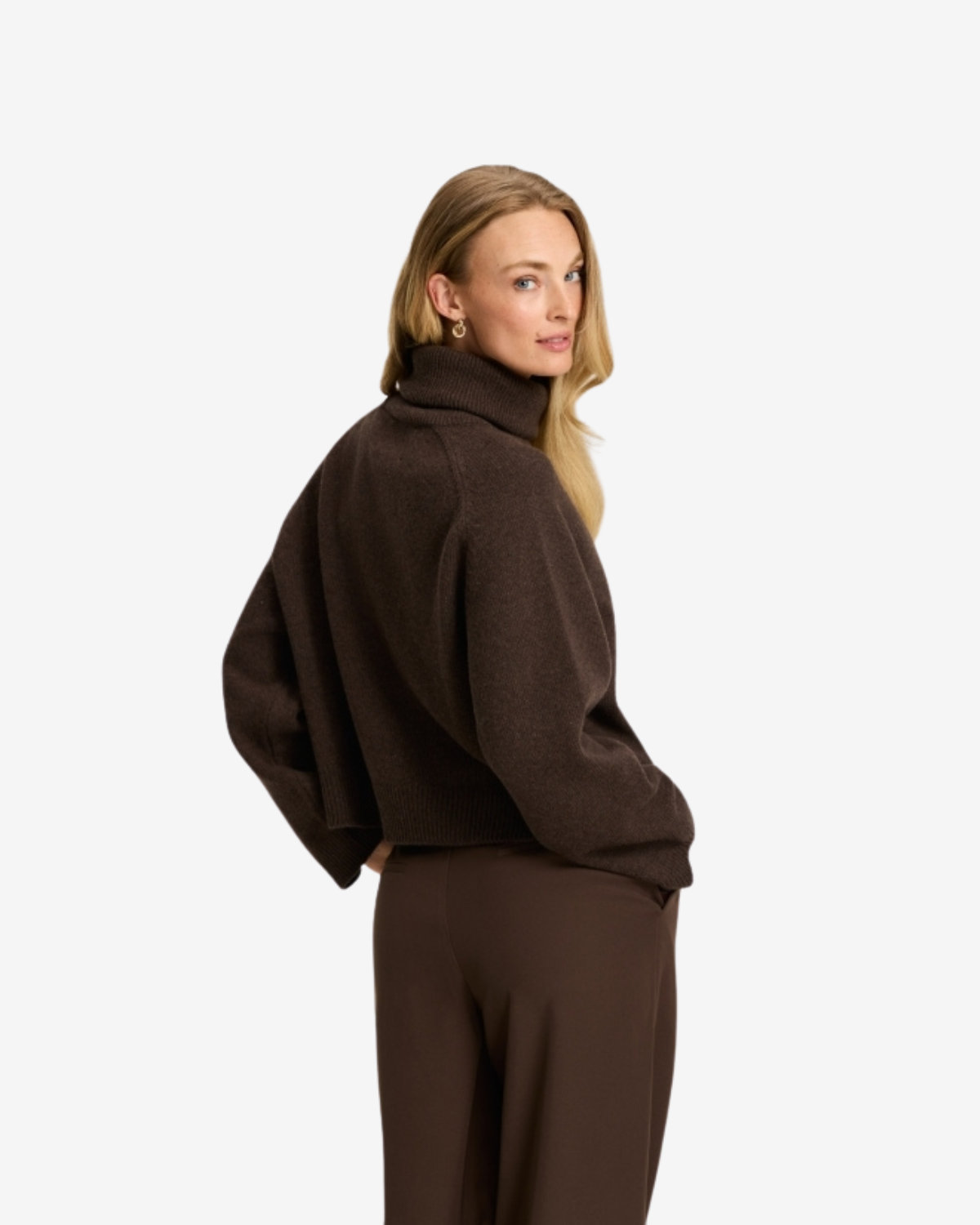 Lux Cropped Turtleneck Cacao Melange