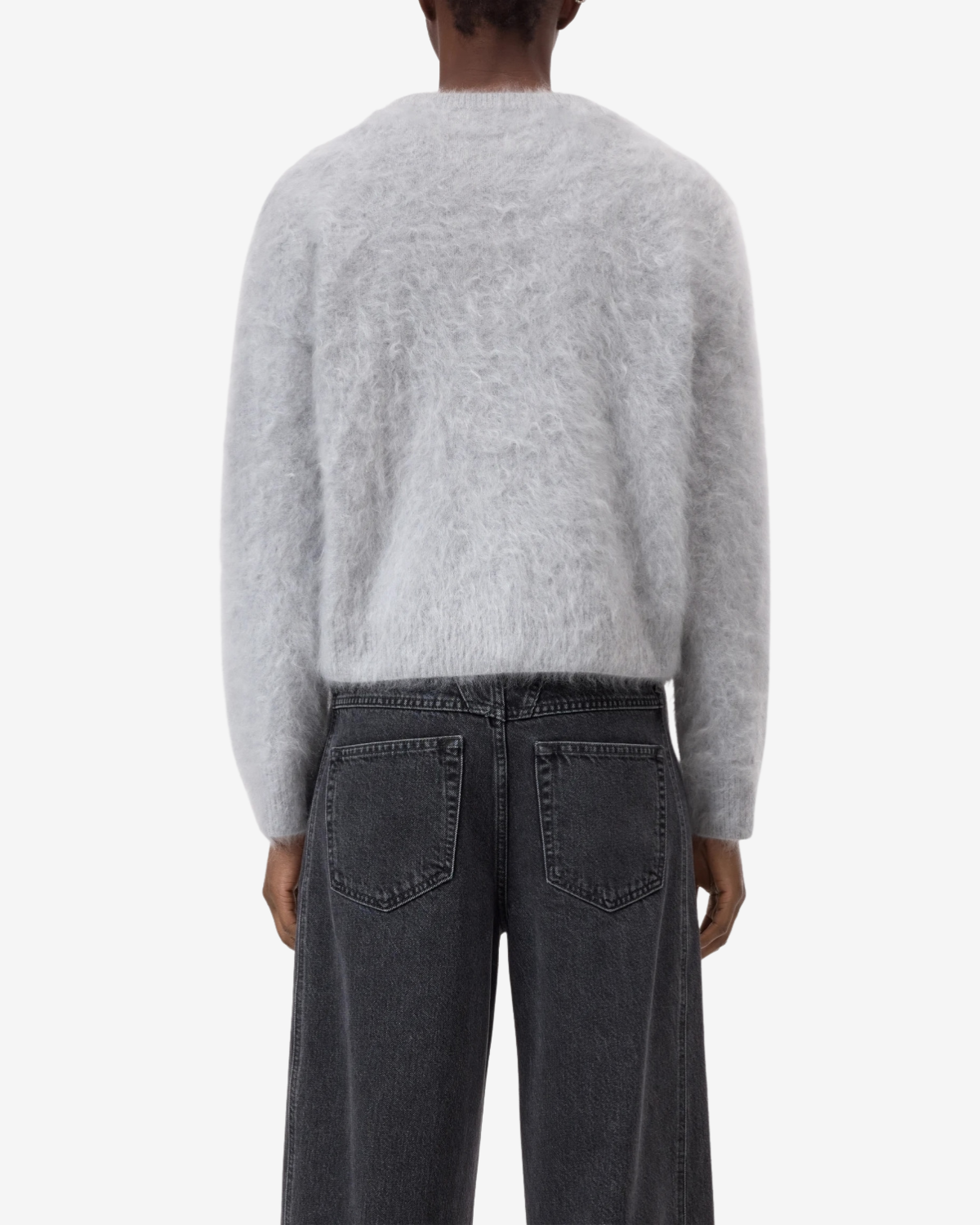 Crew neck cardigan light grey melange